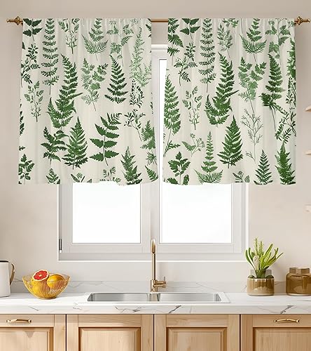 Miniatura 15 de Cortinas de Cocina (2 Piezas) Sobre el Fregadero para Ventana de Baño Café Sótano Cortinas para Cocina Granja Cortina Corta Mini Flor Abeja Verano