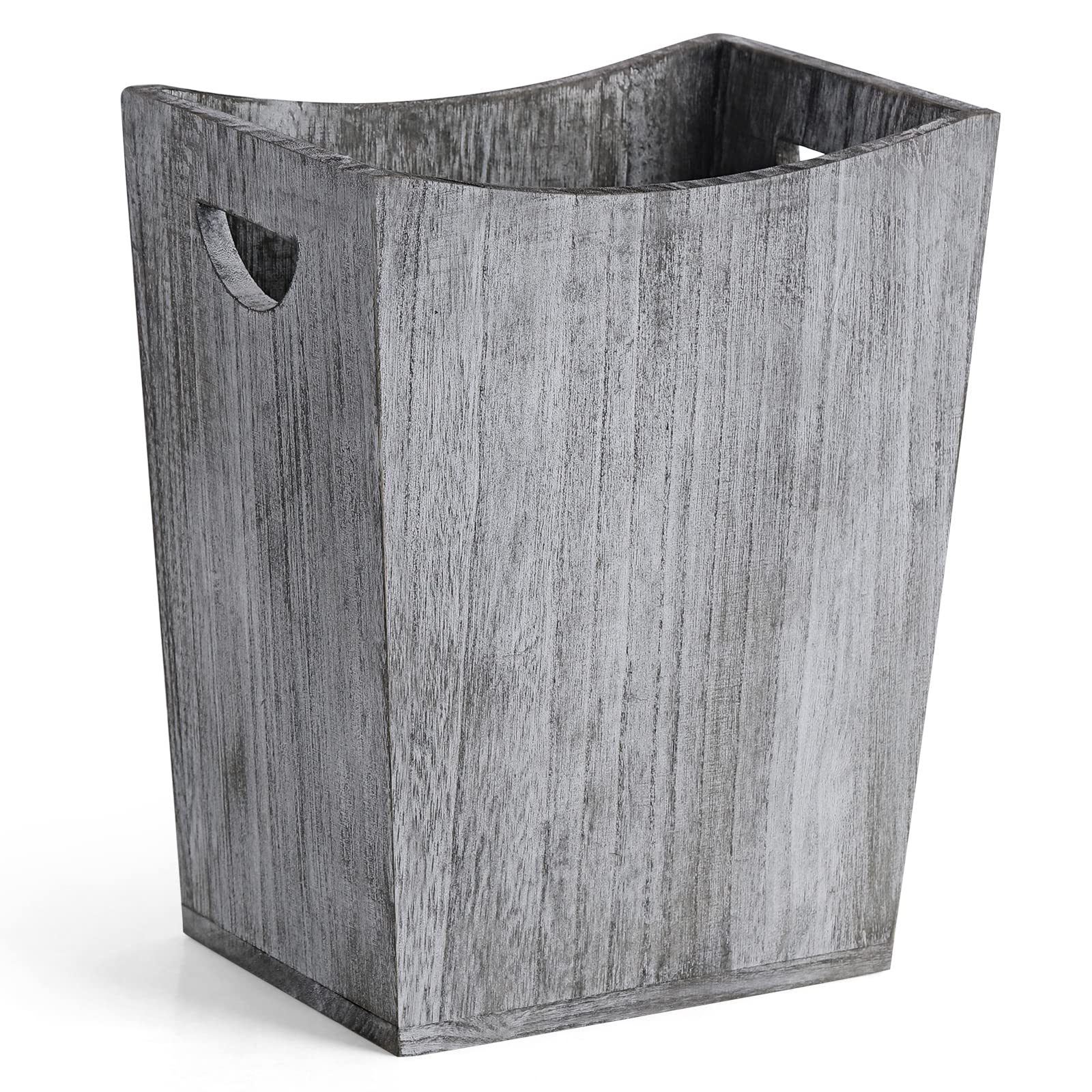 ETELI Waste Basket Small Wooden Office Trash Can Rustic Wood Garbage Can with Double Handles for Bedroom Bathroom Office Living Room