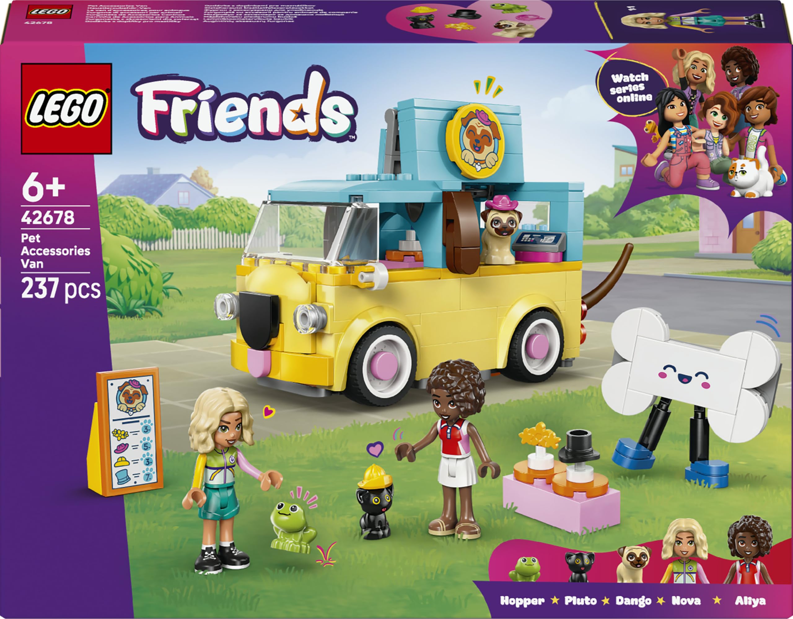 LEGO Friends Pet Accessories Van - Toy Animal Playset w/ 2 Mini Dolls, Pet Dog, Cat & Frog Figures - Birthday Gift Idea for 6+ Year Old Girls - 42678