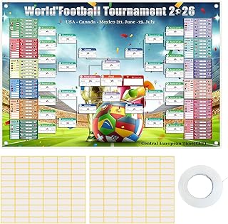 Calendario Mundial Futbol 2026, (95 x 75 cm/150cm x 100cm) Poster Calendario de la Copa del Mundo de Fútbol 2026, World Cup Football Wall Chart 2026 Copa do Mundo