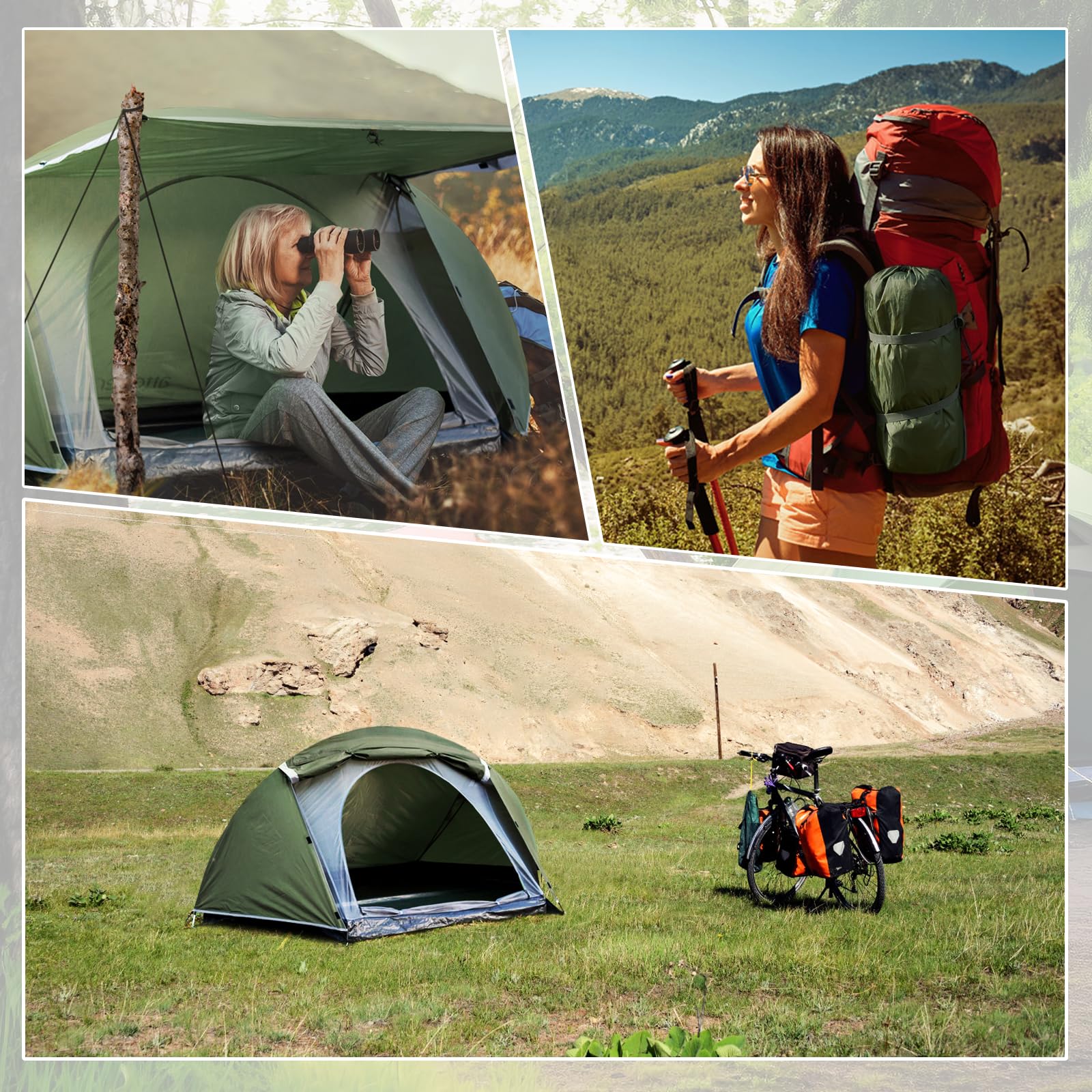 Tenda Campeggio, Tenda a Cupola per 1-2 Persone, Antivento e Impermeabile, Facile da Montare, Perfetta per Campeggio, Trekking, Escursioni con Zaino in Spalla e Alpinismo