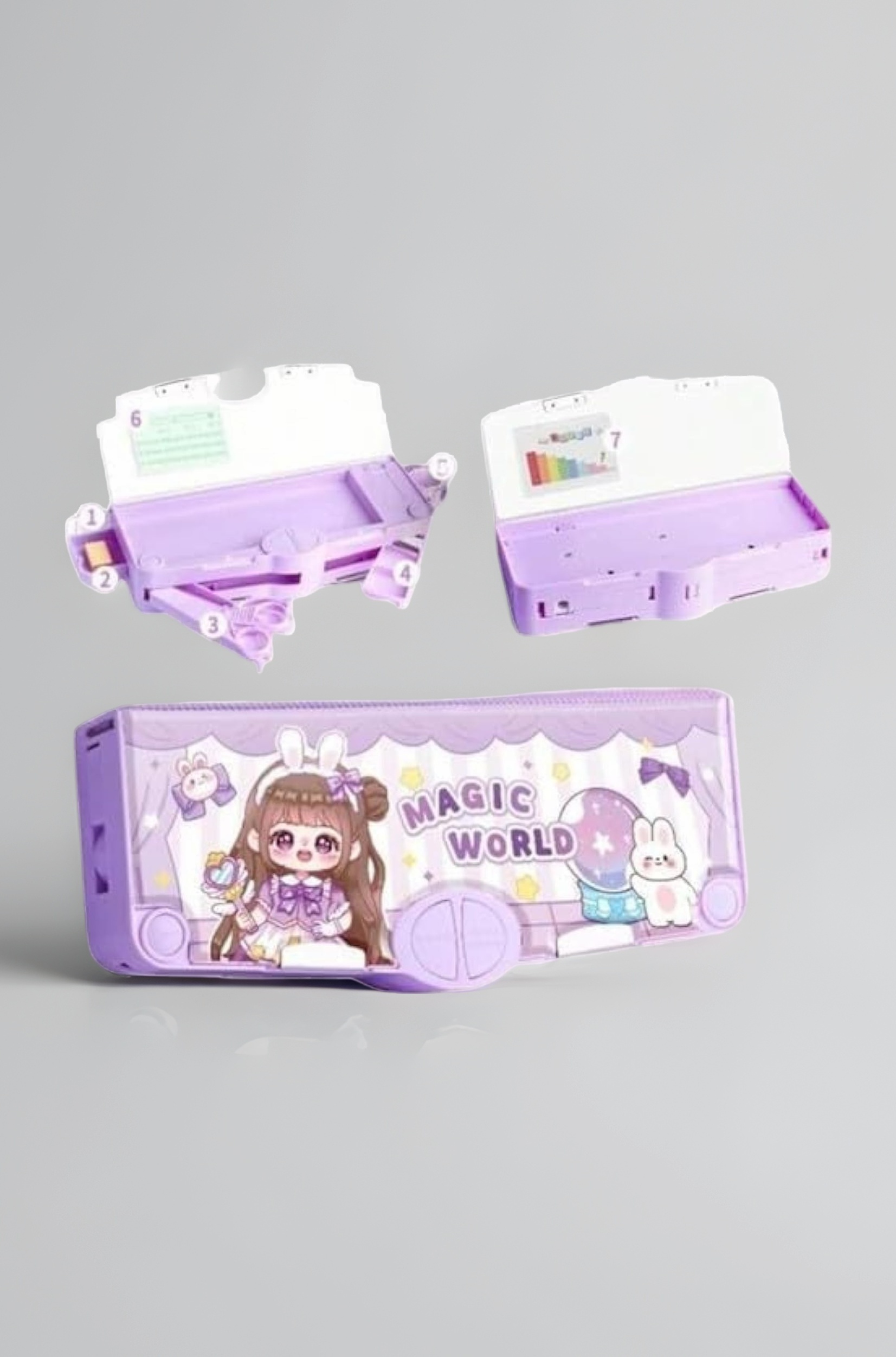 Rahasya Enterprise Multifunctional Pencil Box for Kids, Magic World Compass Box, Kids Pencil Box for Girls, Magnetic Pencil Box for Girls, Girls Pencil Pouch, Pop up Pencil Box, Gifts for boys & girls