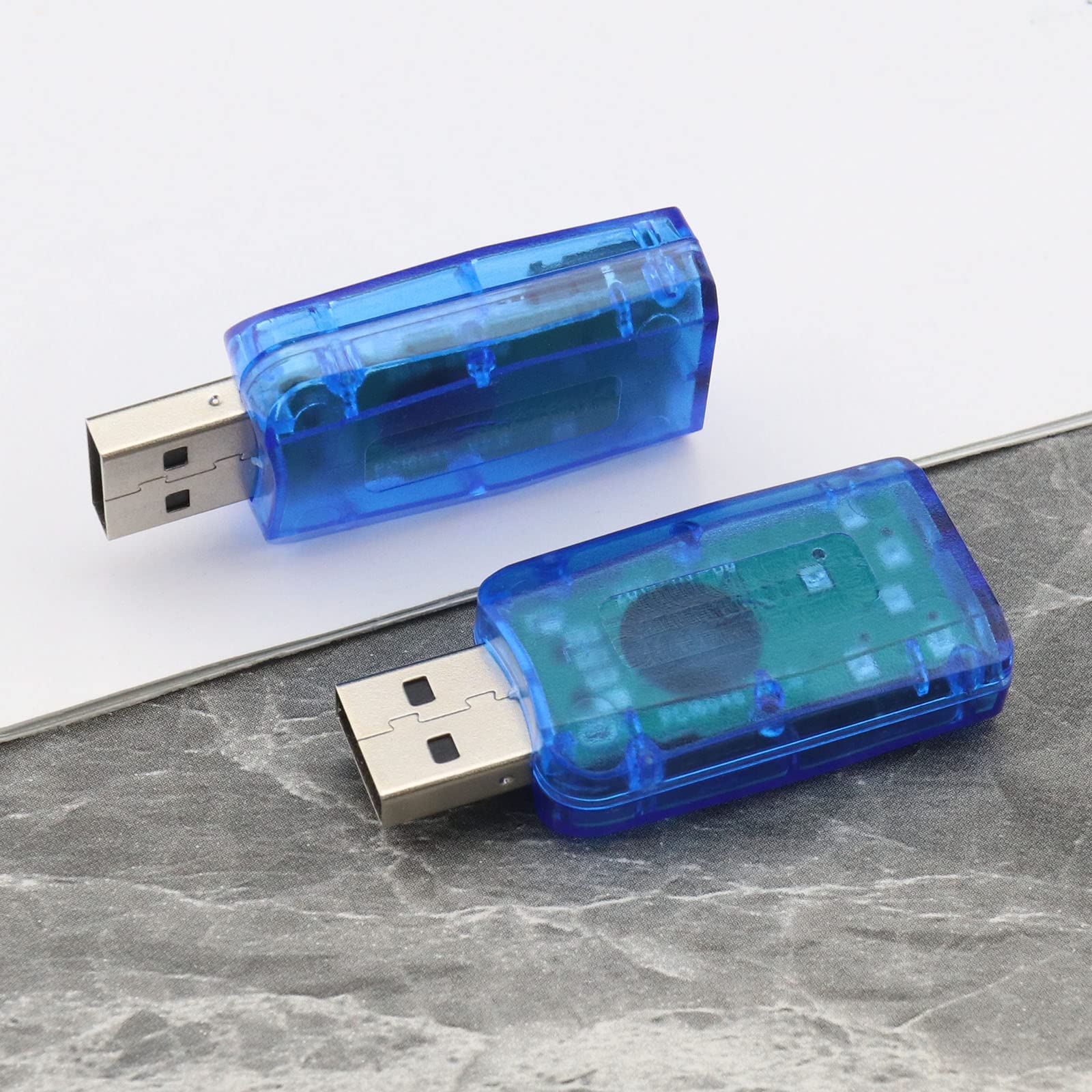 4 Pezzi Scheda Audio Stereo USB 5.1 Esterna con Porte Per Cuffie E Microfono Da 3,5 Mm Adattatore Audio Virtuale 3D A 5.1 Canali Compatibile con Windows 2 Nero E 2 Blu