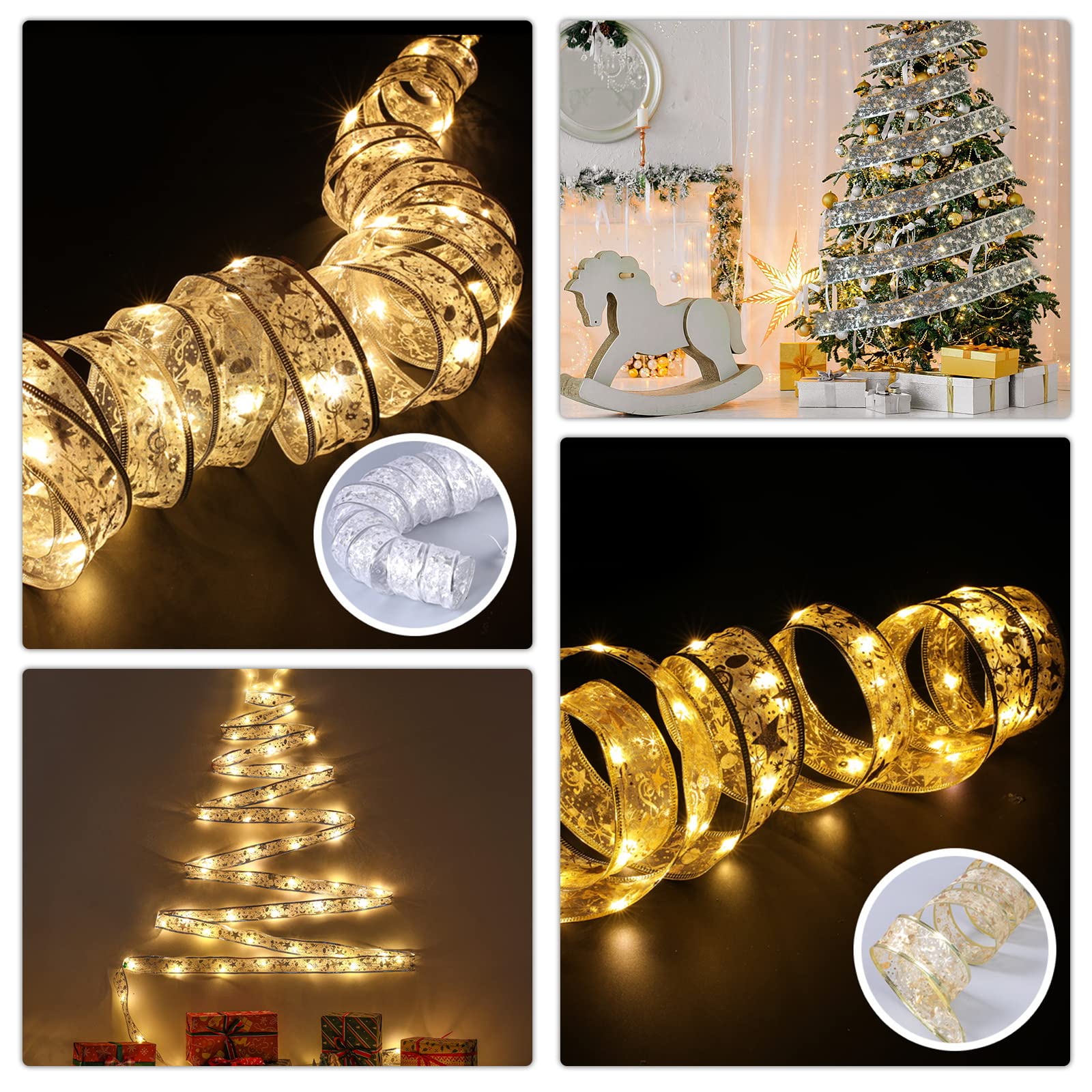 Amazon.co.jp: 【LEISURE CLUB】クリスマス リボン ライト クリスマス