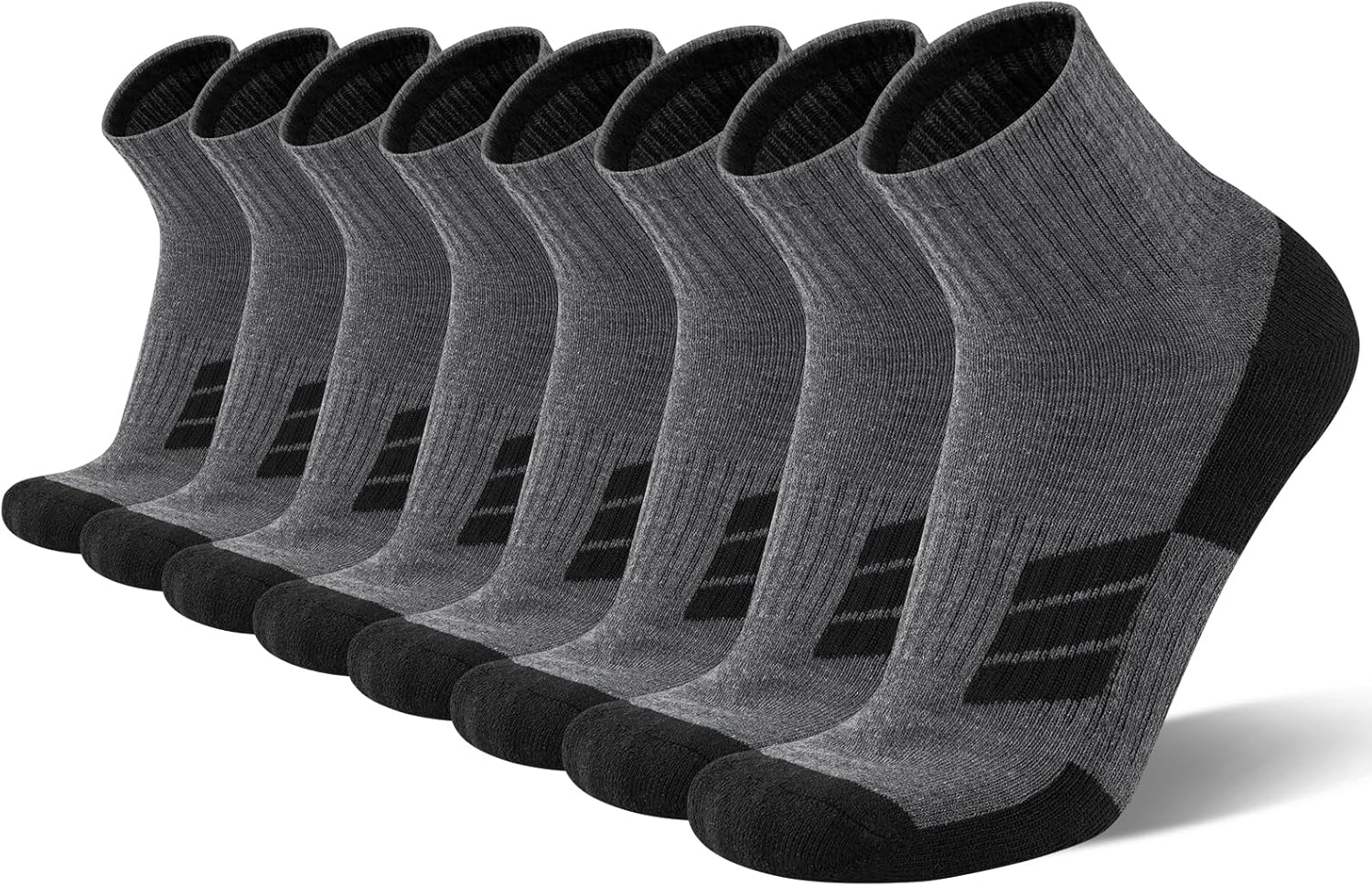COOPLUS 8 Pairs Mens Cushion Ankle Socks, Athletic Running Performance Quarter Socks