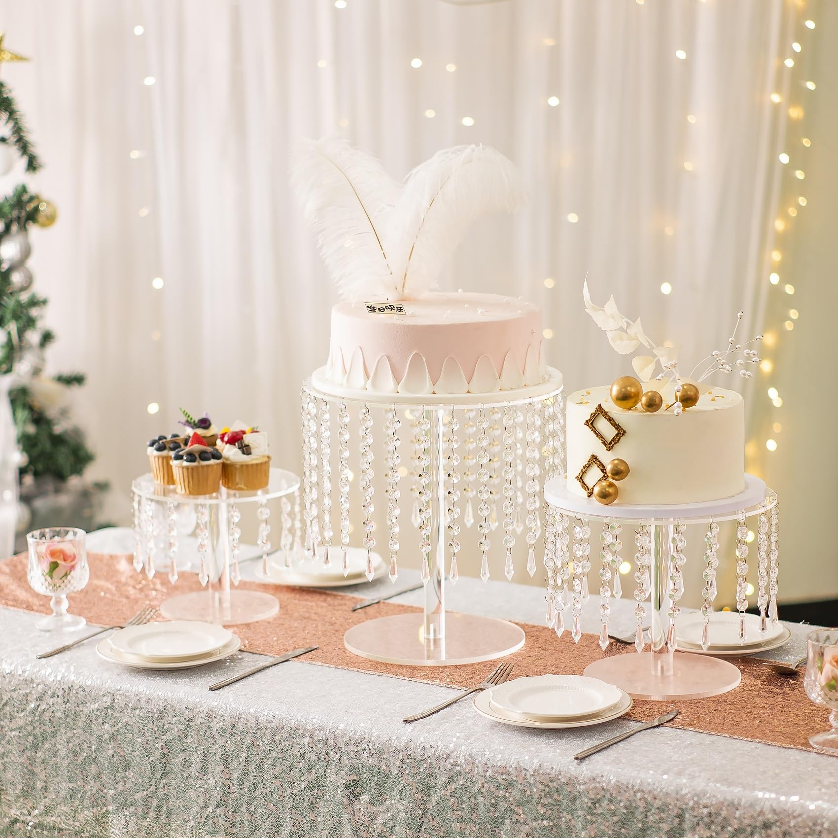 Queta - Alzata per torte, per matrimoni, feste, compleanni, baby shower, dessert, 4 piani in
