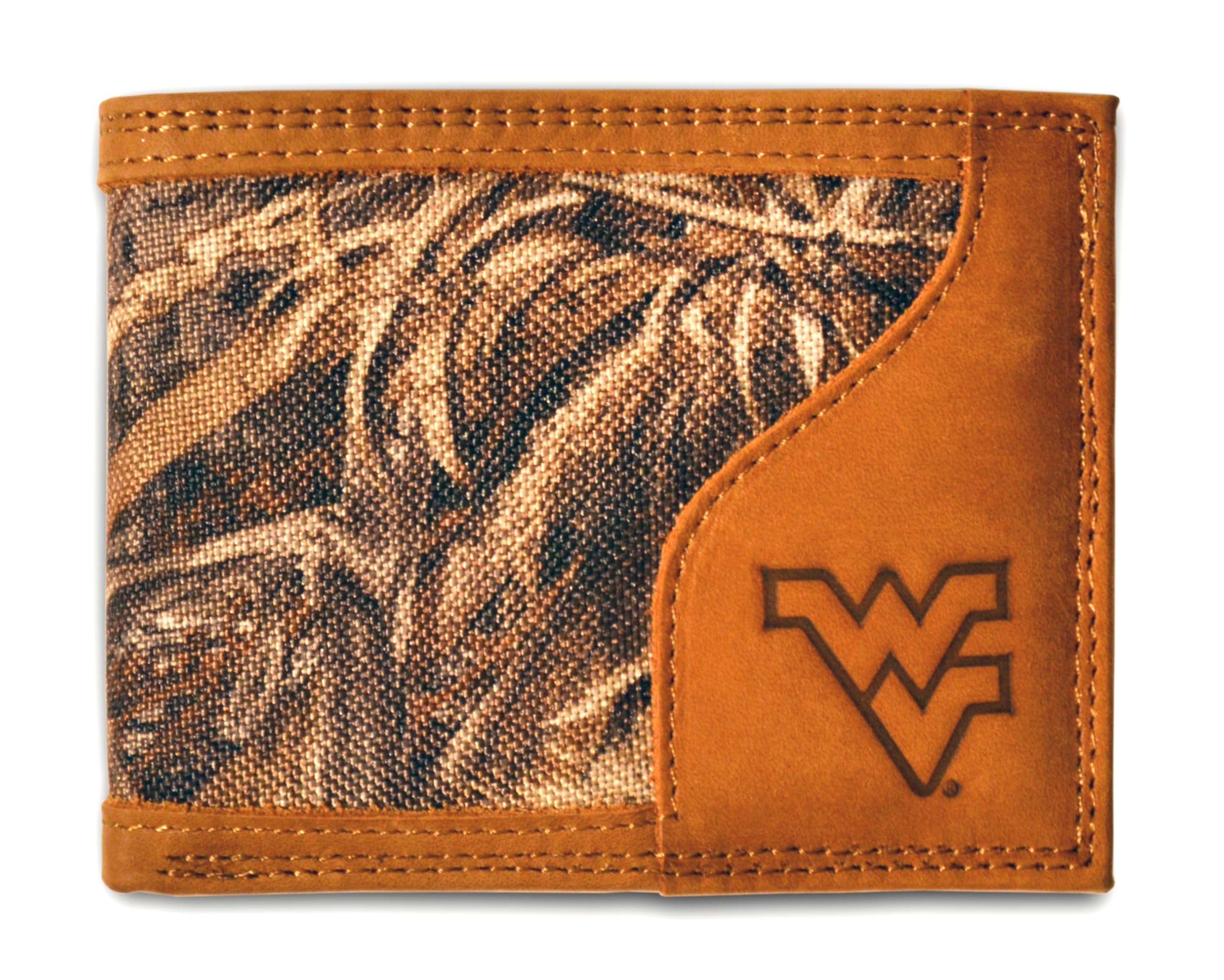 Realtree West Virginia Mountaineers Bifold Max-5 Camo & Leather Wallet - Zep-Pro - NCAA