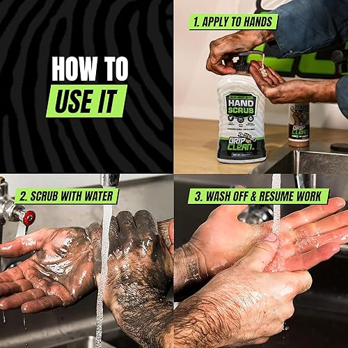 Miniatura 4 de Grip Clean Limpiador de manos ultra resistente para mecánicos, tecnología de infusión de cáscara de nogal y arcilla que elimina grasa, aceite y