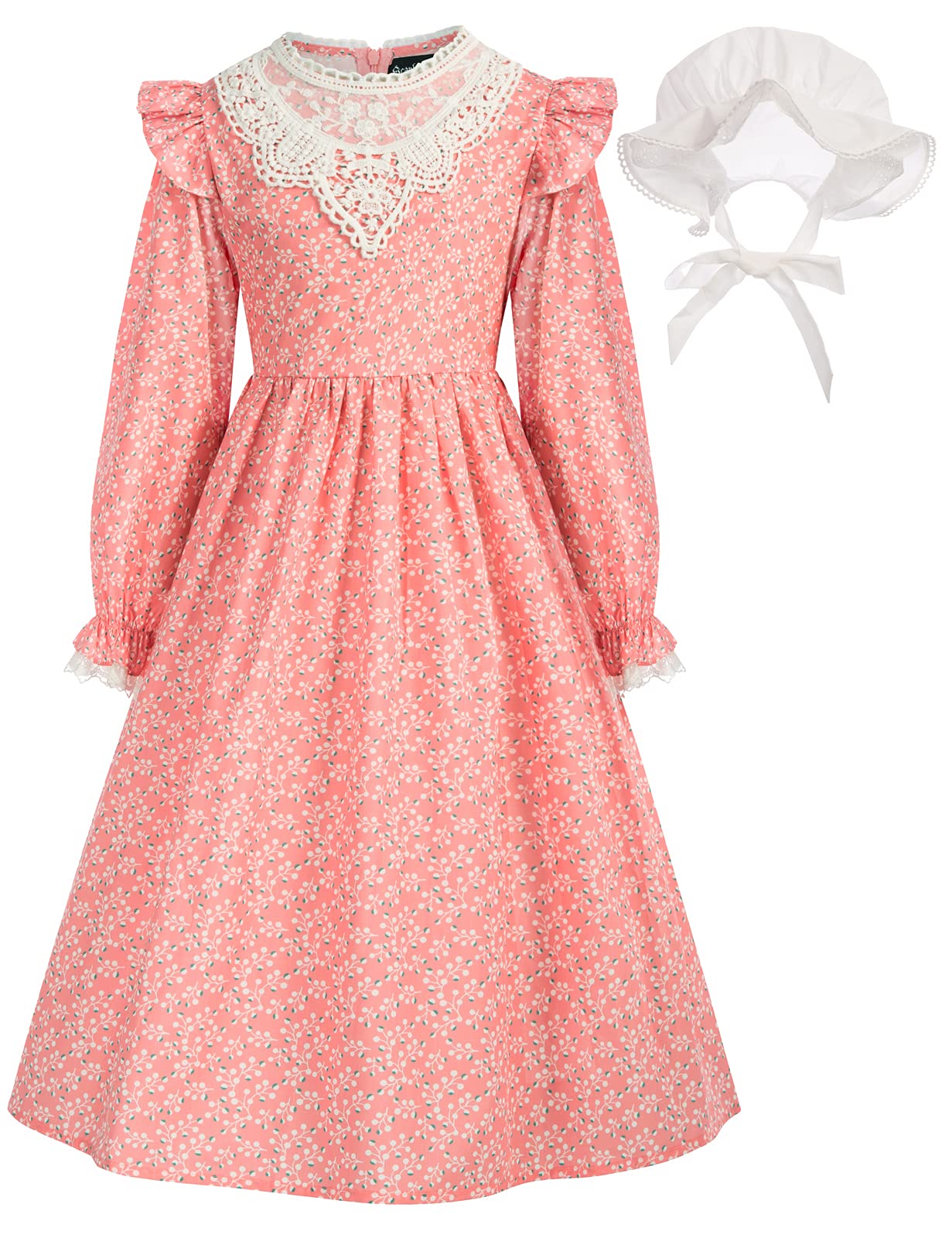 SCARLET DARKNESS Girl Pioneer Dress Colonial Prairie Dresses for Girls 6-12Y