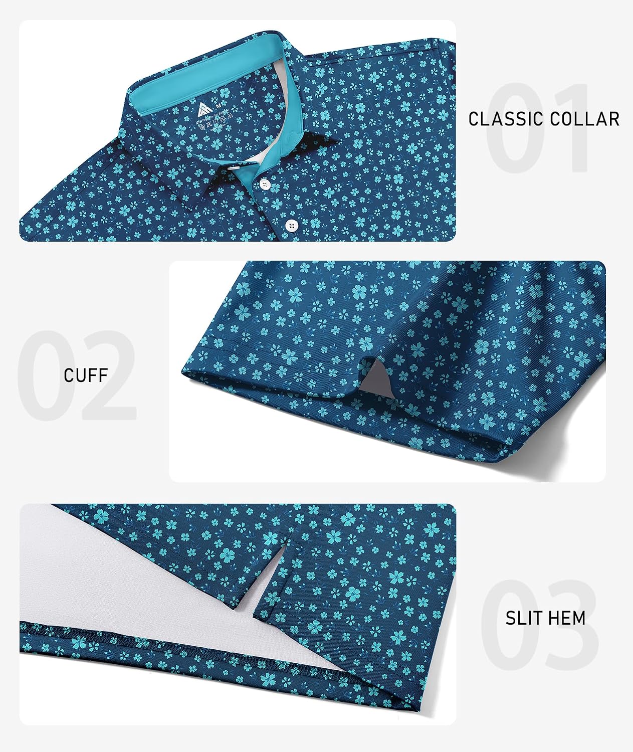  5 Pack Mens Golf Shirt Short Sleeve UPF 50+ Print Patterns Casual Polo thumbnail