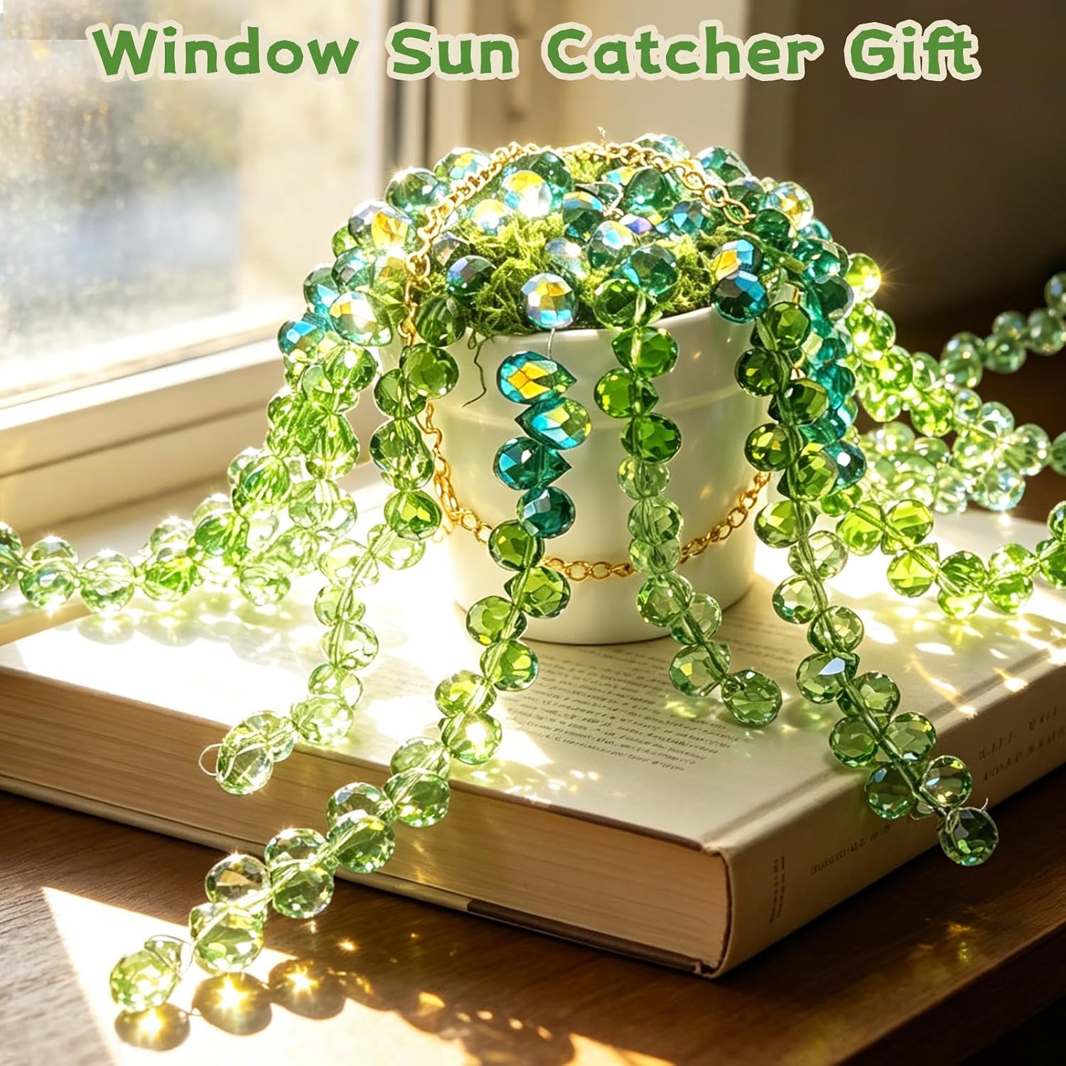 ApisNest Green Beaded Plant Kit, DIY Hanging SunCatcher Kit