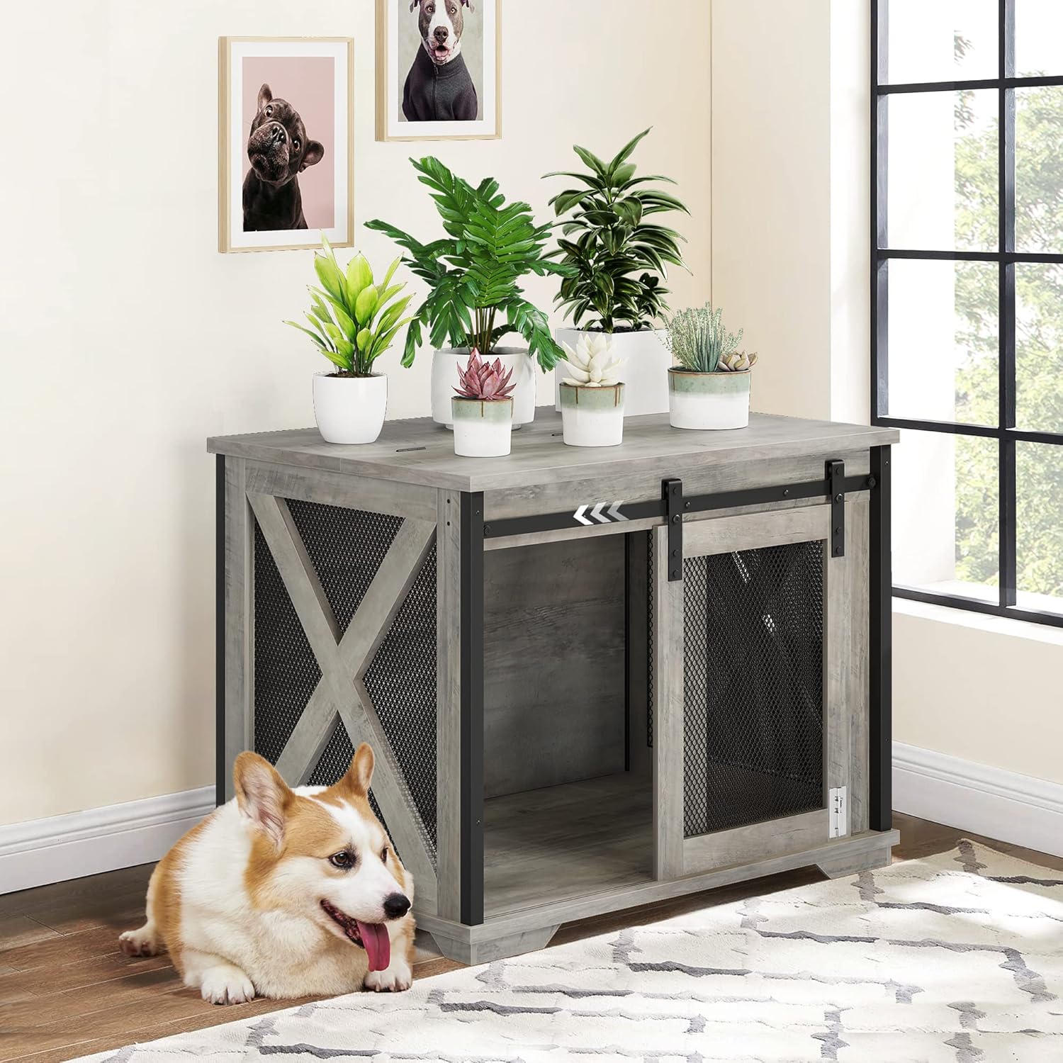 IDEALHOUSE 37'' Dog Crate Furniture Side End Table with