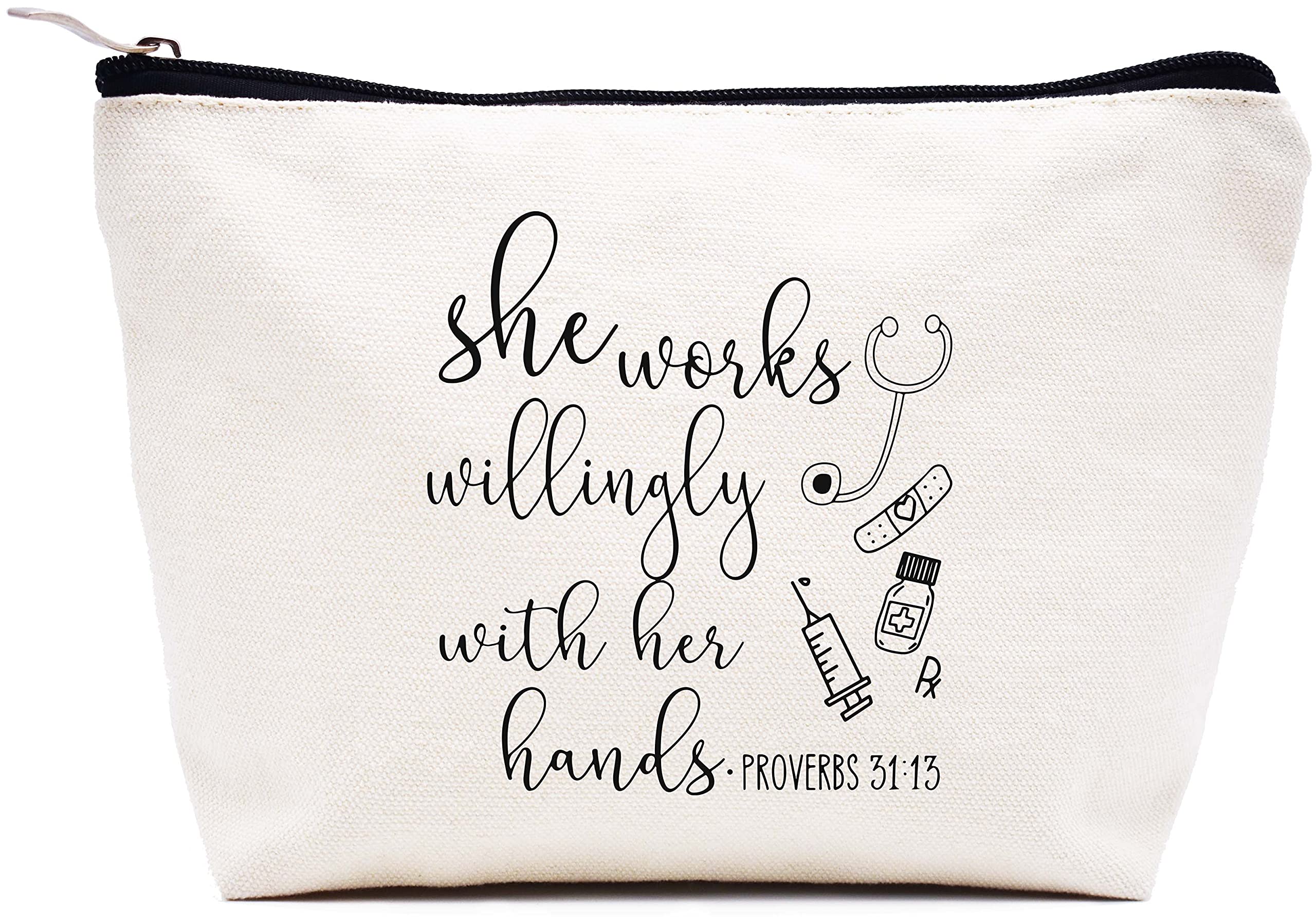 LIBIHUA Nurse Gifts for Women-Nurse Week Gift Ideas for Practitioner Pharmacy Medical Roommate Makeup Bag Cosmetic Bag Travel Pouch She Works