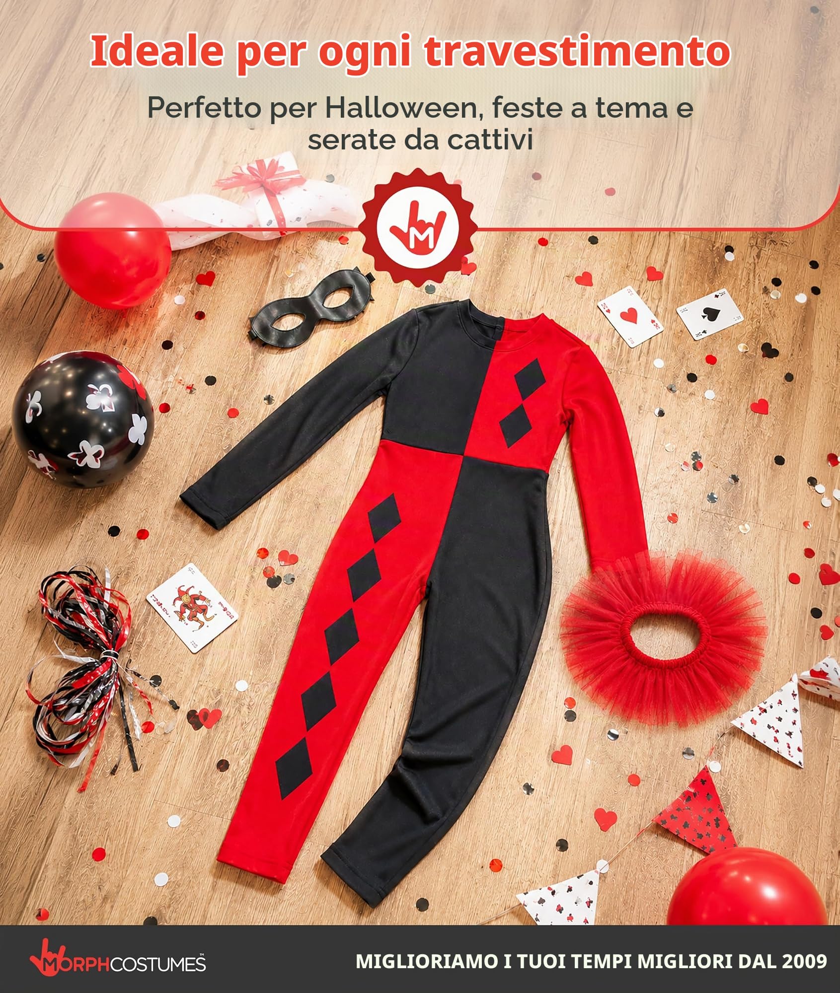 Fun Shack Costume Arlecchino Donna, Costume Clown Halloween Donna