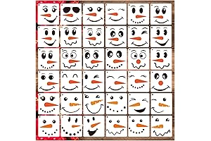 36-Pack Christmas Snowmans Face Stencils for Festive Holiday Ornaments