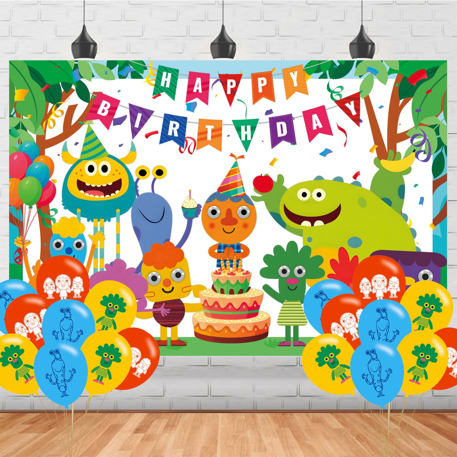 LAUDS Super Simple Songs Backdrop Birthday Banner for Simple Songs Birthday Party Supplies Simple Songs Photograph Background Photo Booth 5x3ft, GREEN