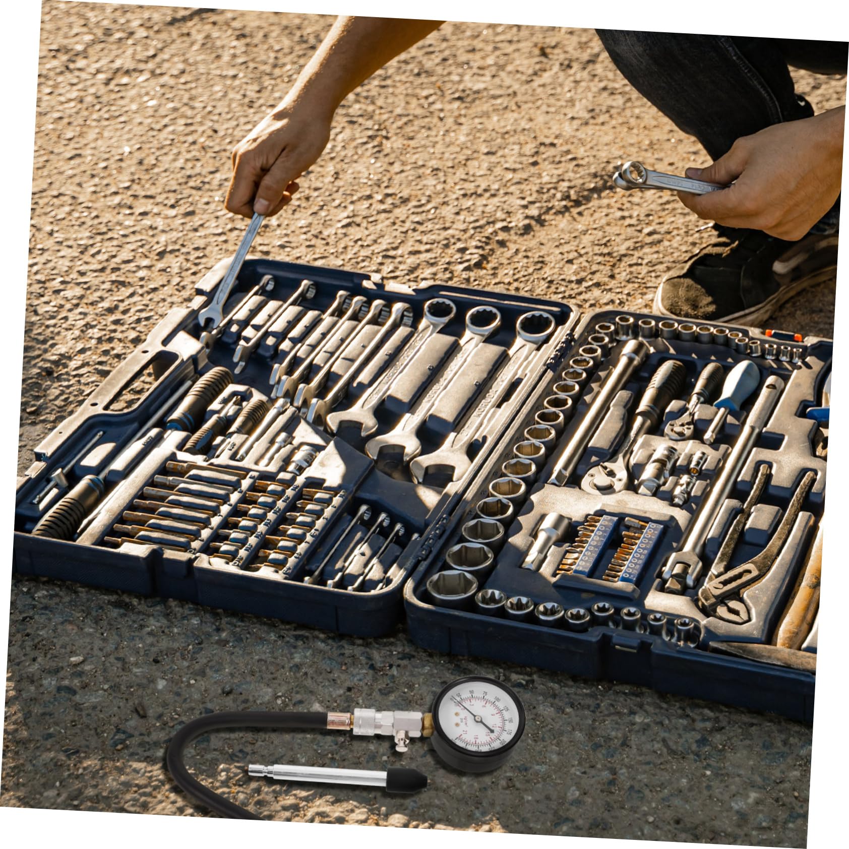 PLAFOPE Comprobador De Compresión De Cilindros Medidor De Compresión Automotriz Kit De Manómetro Herramienta Profesional Para Comprobador De De Motor