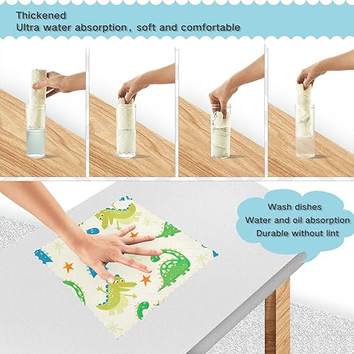 Miniatura 4 de FRODOTGV Funny Dinosaurs Quality Decor Microfiber Dish Towels Fast Drying 6 Pack Dish Tea Towels for Countertop Table