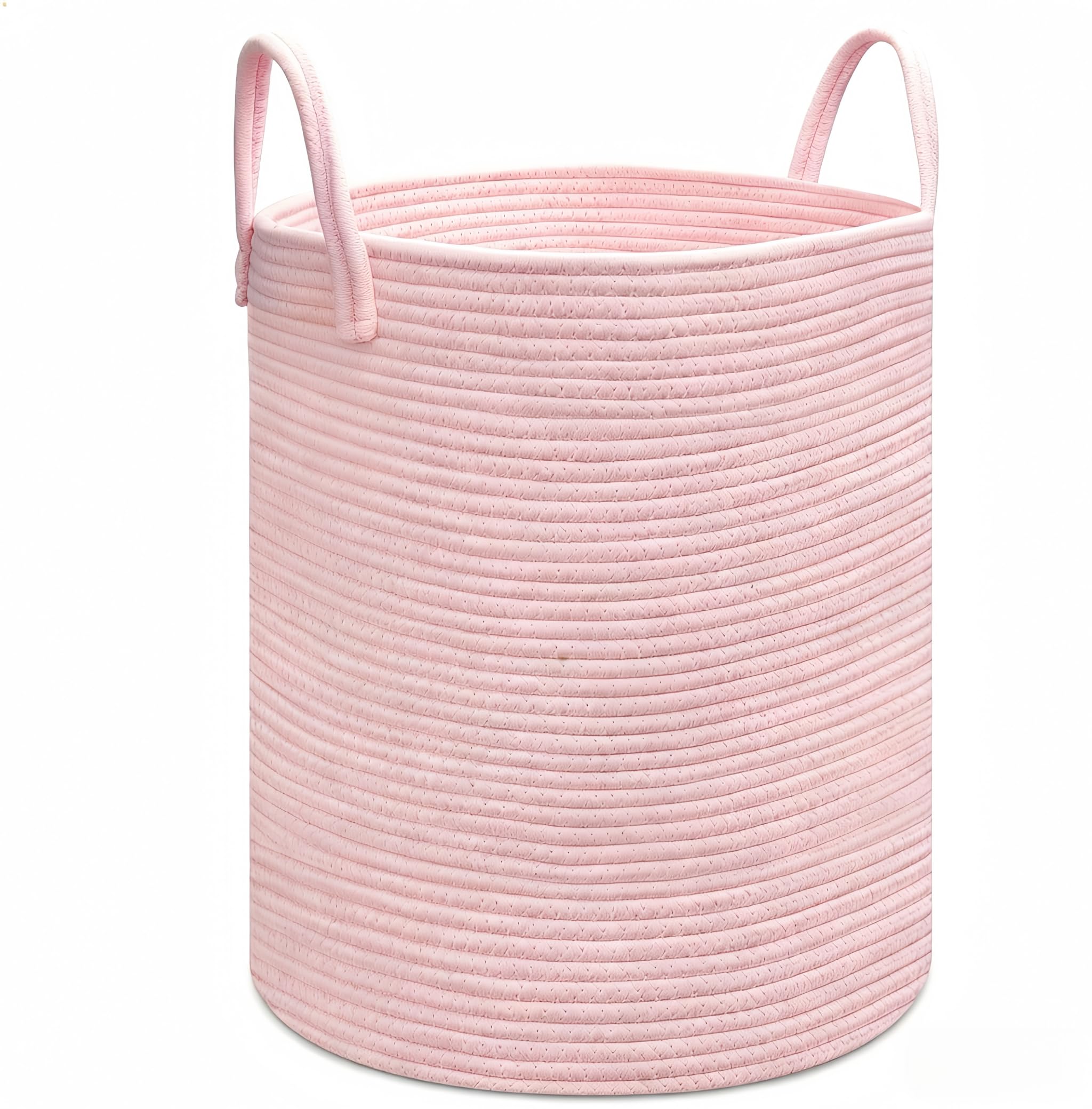Bigepige Pink Laundry Basket with Handles, Large Washing Basket for Bedroom, Bathroom, Living Room, Storage Basket for Clothes, Toys, Nursery 38cm x 45cm