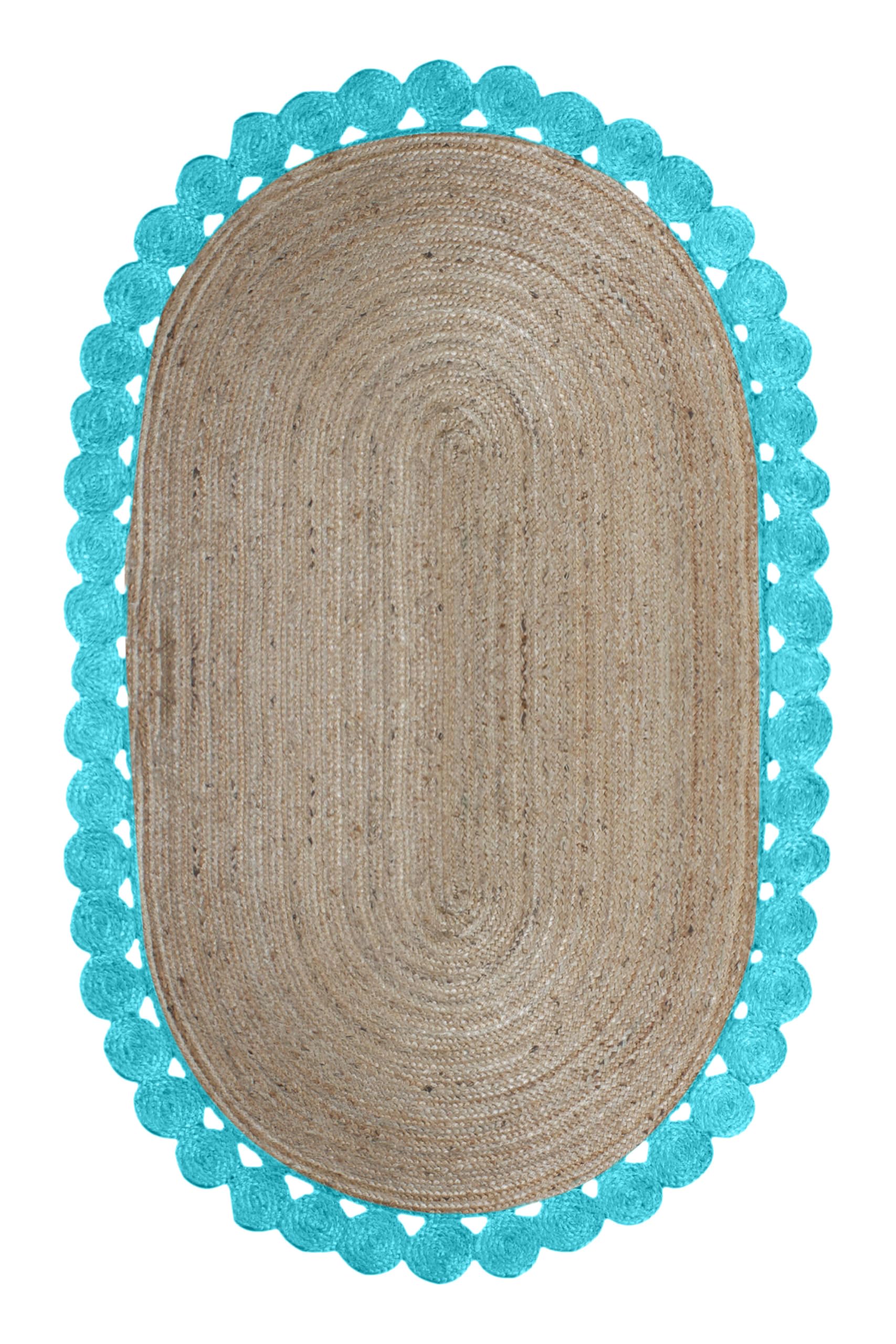 Tapis en jute tressé turquoise lavable, fini la poussière sous les meubles