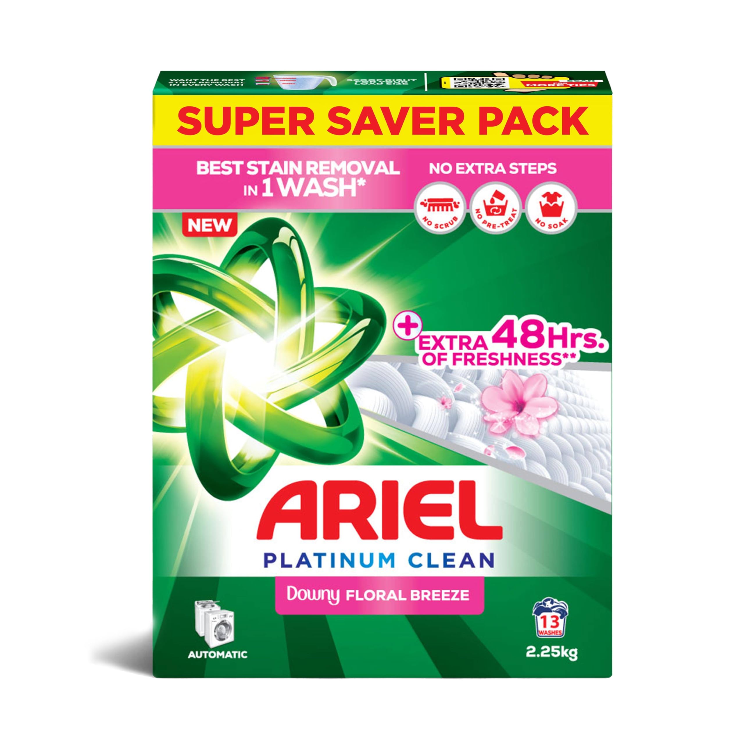 Ariel Platinum Clean Floral Breeze, 2.25KG, Laundry Detergent Powder OLD VERSION