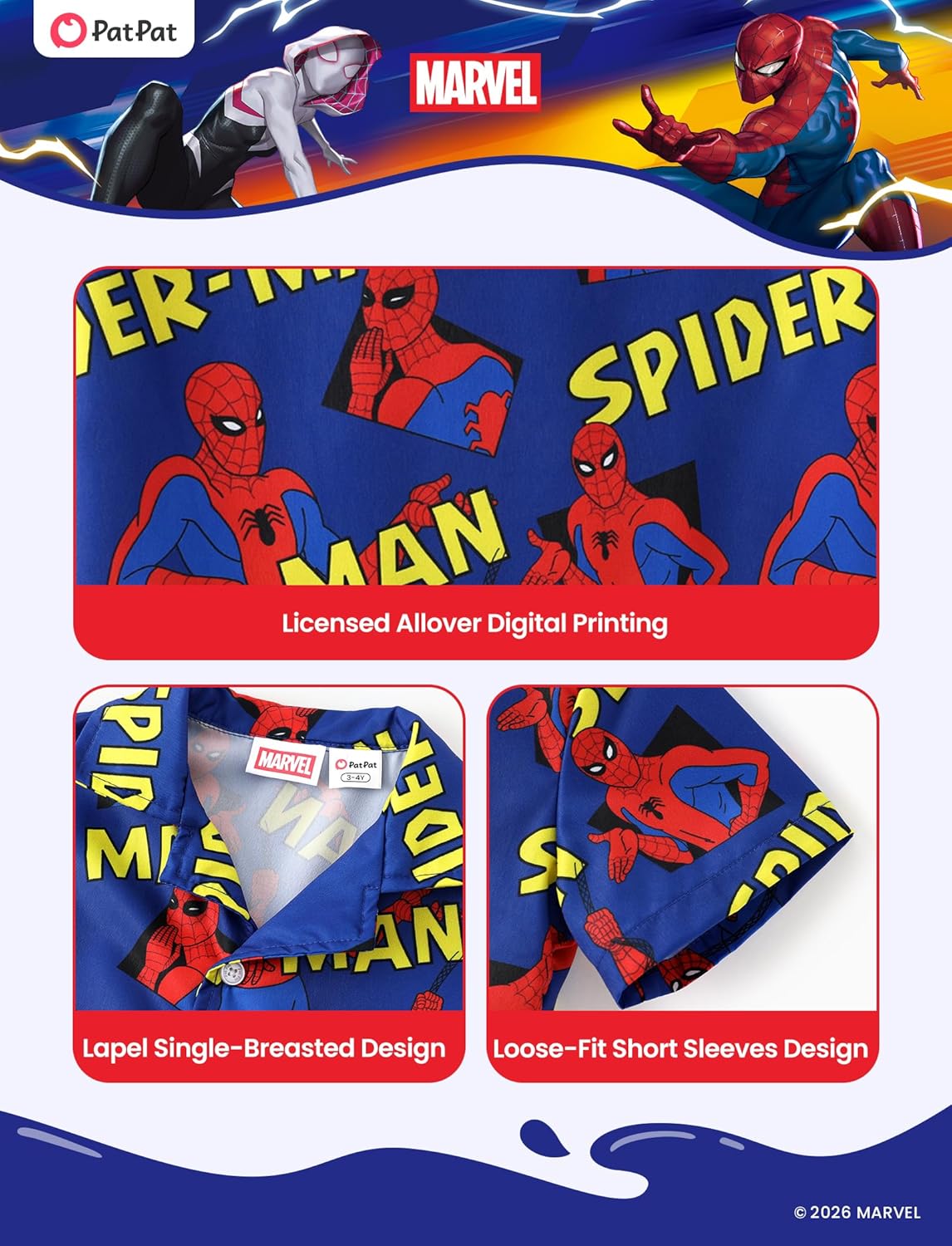 Disney Marvel Spiderman Cars Stitch Star Wars Mickey Boys Hawaii Shirt Button Up Dress Shirts Short Tropical Shirt Kids 2-13Y - Image 4