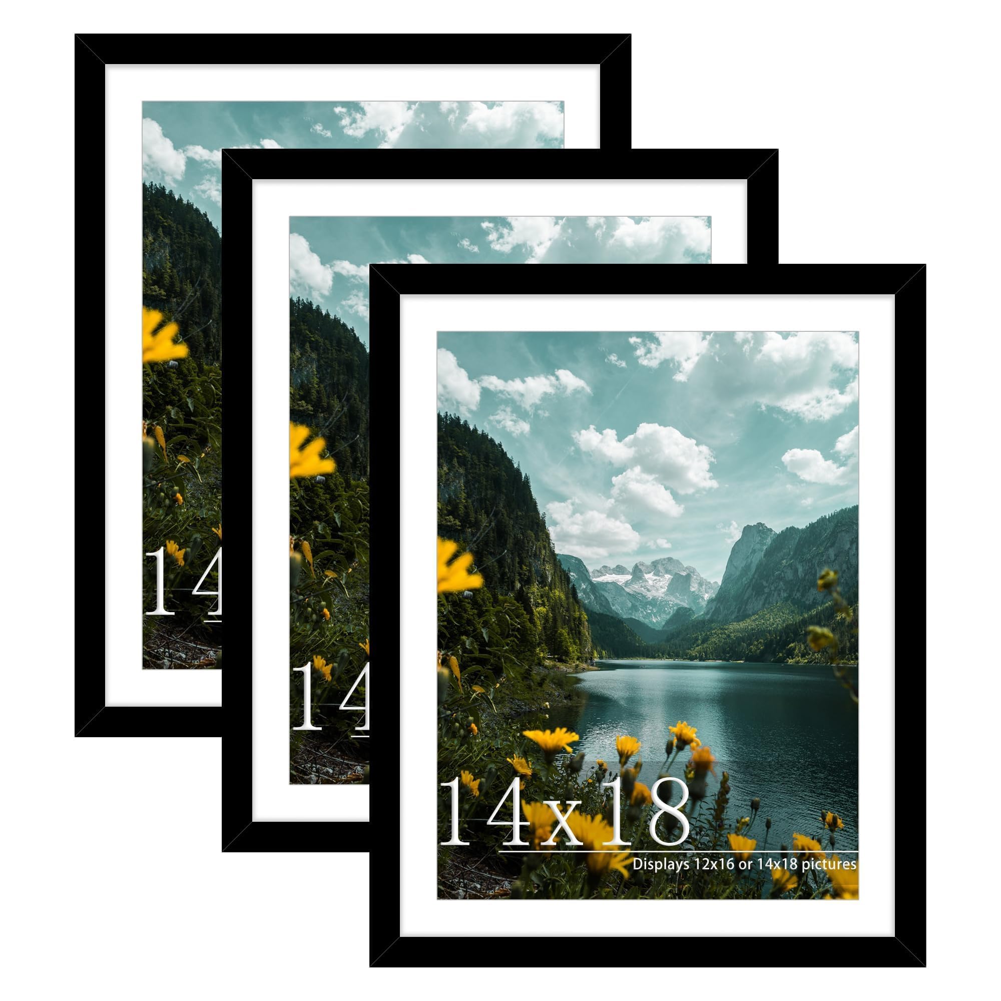 Picrit 14x18 Black Picture Frame, Poster Frame for Wall, 3 Pack
