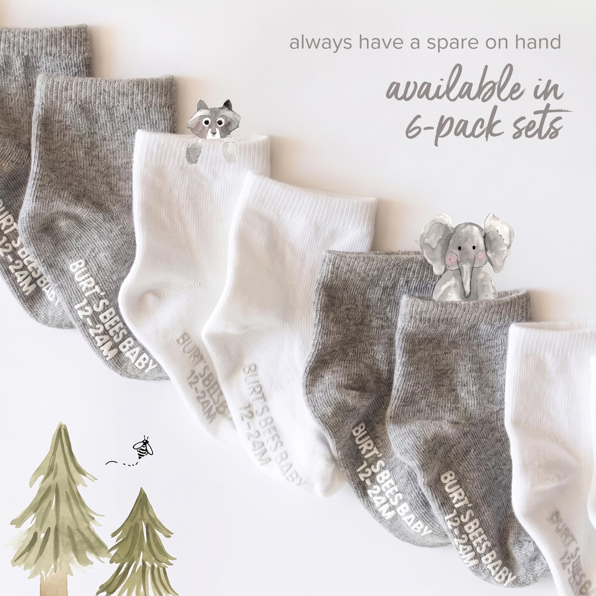 Burt's Bees Baby Baby - Jungen Socks, 6-pack Ankle Or Crew With Non-slip Grips, Made With Organic Cotton Lässige Socken (6er Pack)