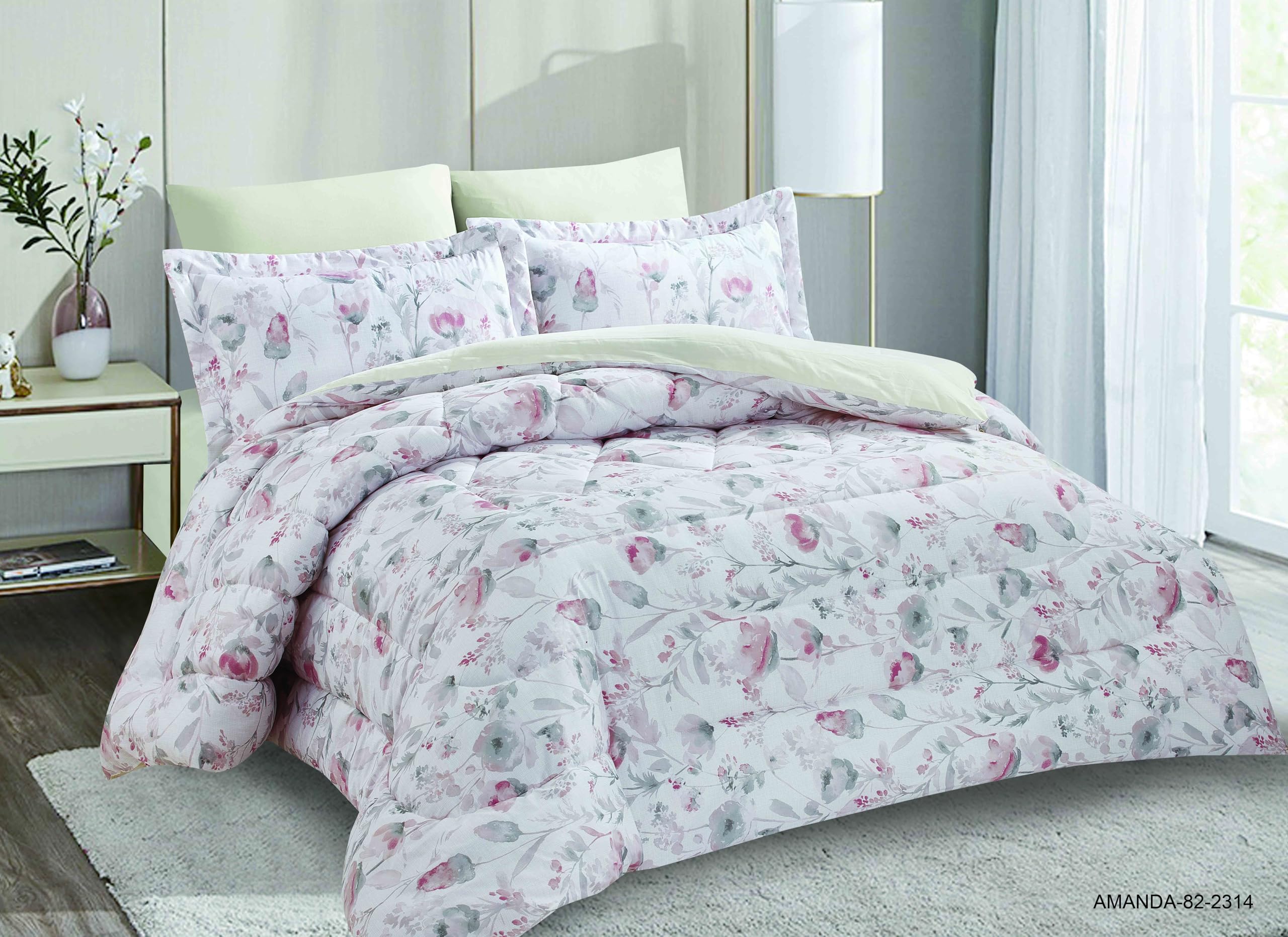 EliteHome Elite Home Premium Microfiber 6-Piece Comforter Set King Size with Comforter,Pillow Cover, Fitted Sheet, and Pillow Sham (AMA-82, King)