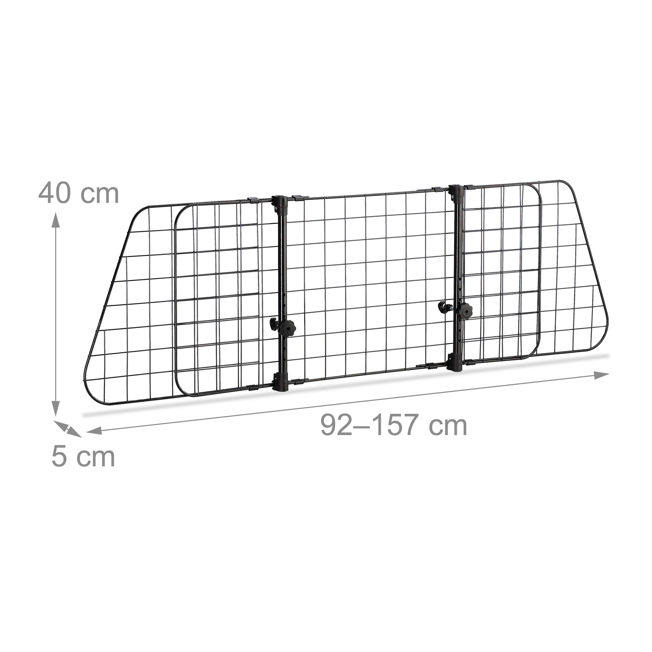 Relaxdays Griglia Divisoria per Auto, Bagagliaio, Animali, Valigie, Universale, Larg. Regolabile, HL: 40x92-157 cm, Nero