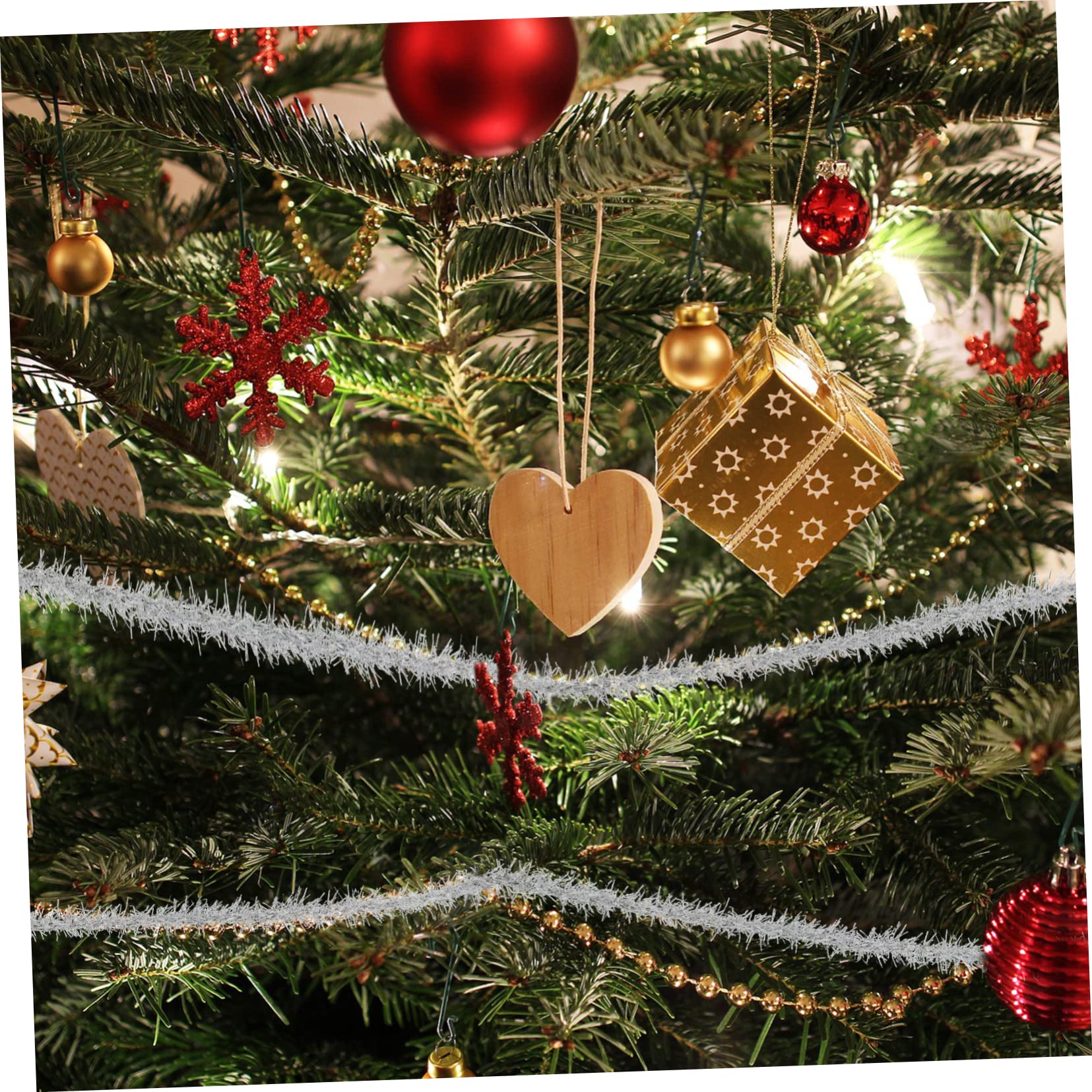 Guirnalda de espumillón de Navidad, 1 Rollo de guirnaldas metálicas de Colores, Guirnalda de oropel, Navidad metálica(Silverx3pcs,Mediumx3pcs)