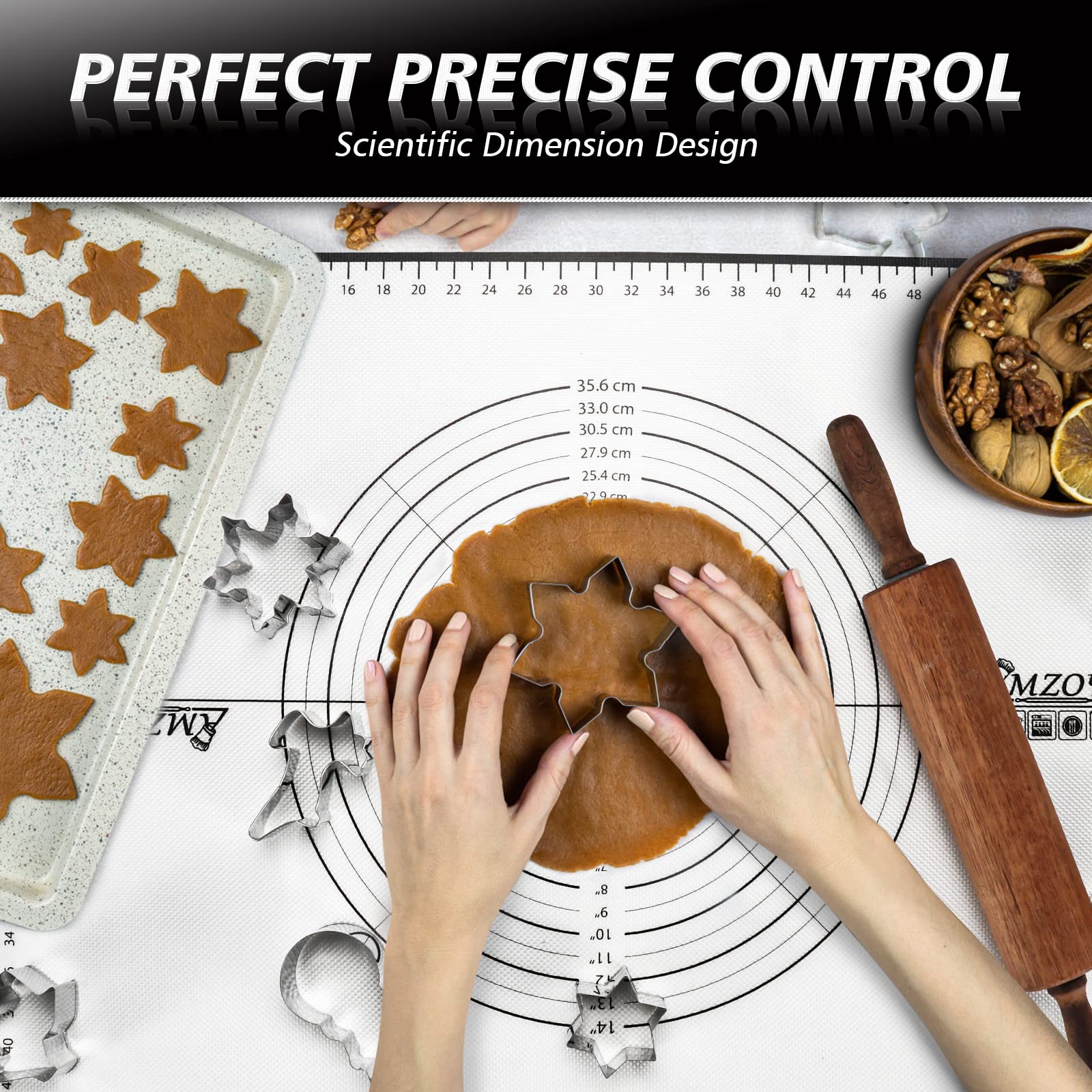 Grand Tapis De Pâtisserie En Silicone AMZOYO 71x51 Cm - Anti-dérapant, Avec Mesures - Pour Pizza, Pâte, Fondant