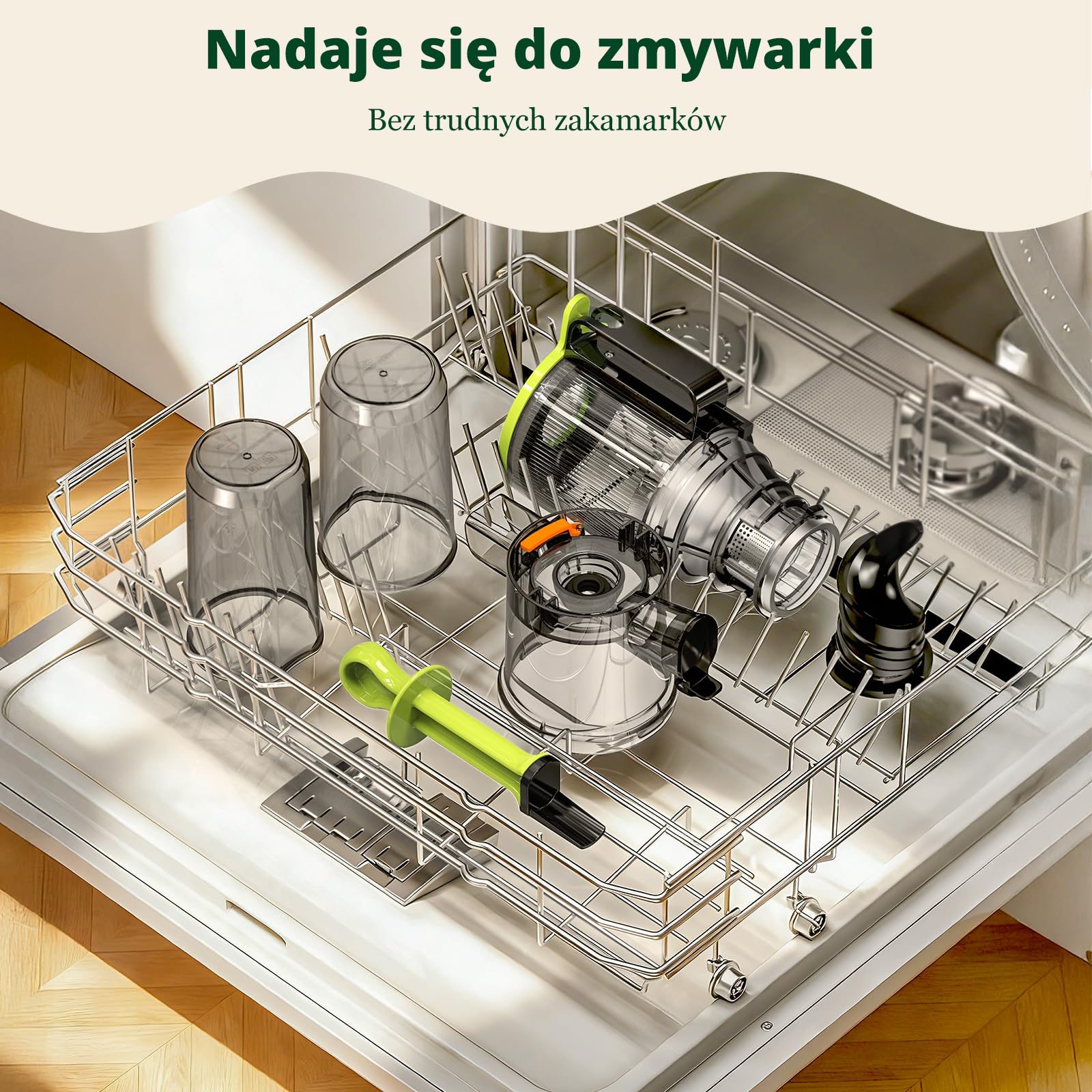 LINKChef Sokowirówka wolnoobrotowa, elektryczna wyciskarka do całych warzyw i owoców, łatwa instalacja, nie zawiera BPA, 115 mm, 200W, Zielony