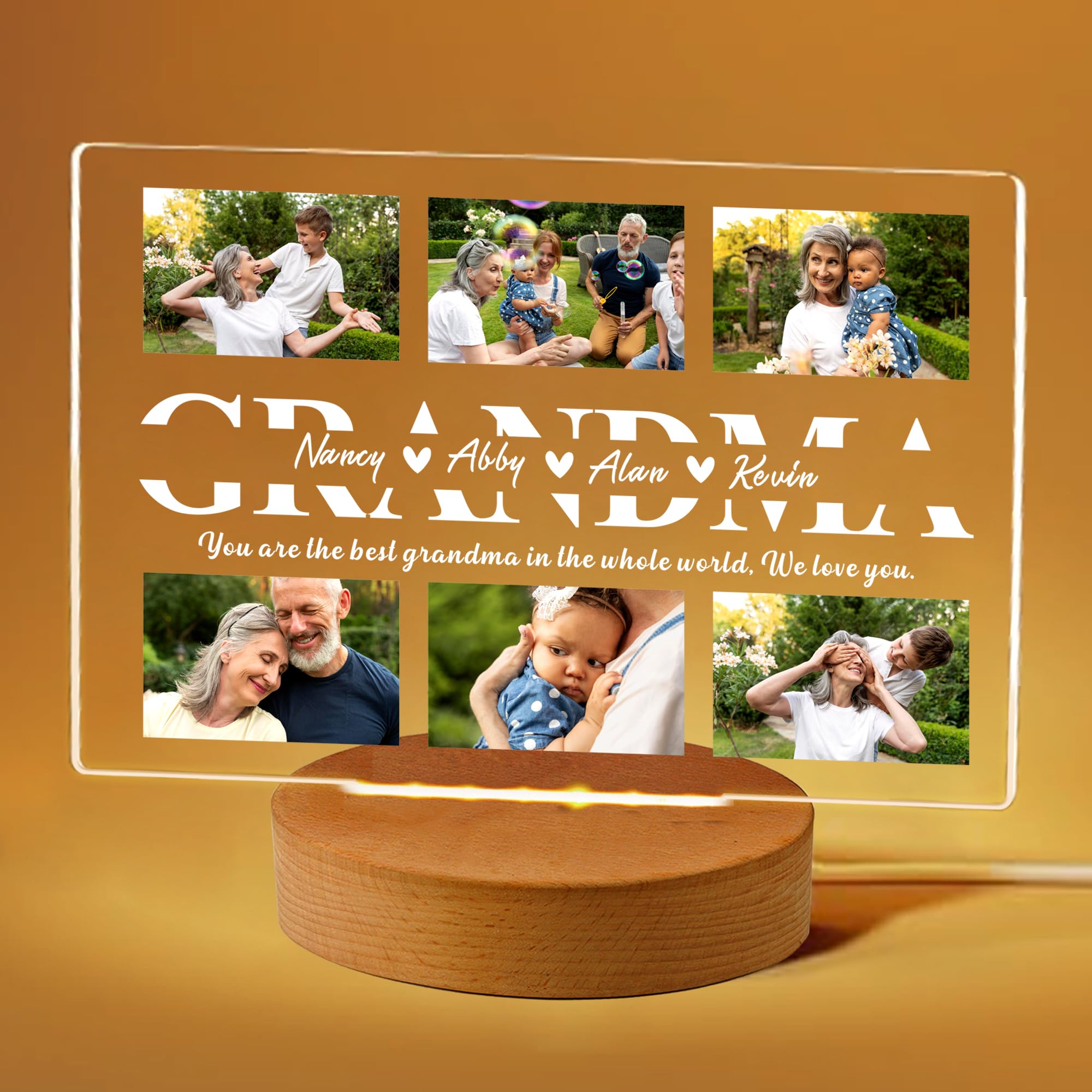 Personalised Gifts for Grandma Christmas Birthday Photo Gifts for Grandma Nana 7 Colors Night Light Acrylic Plaque Great Grandma Gift from Grandchildren(Grandma) โ image 1