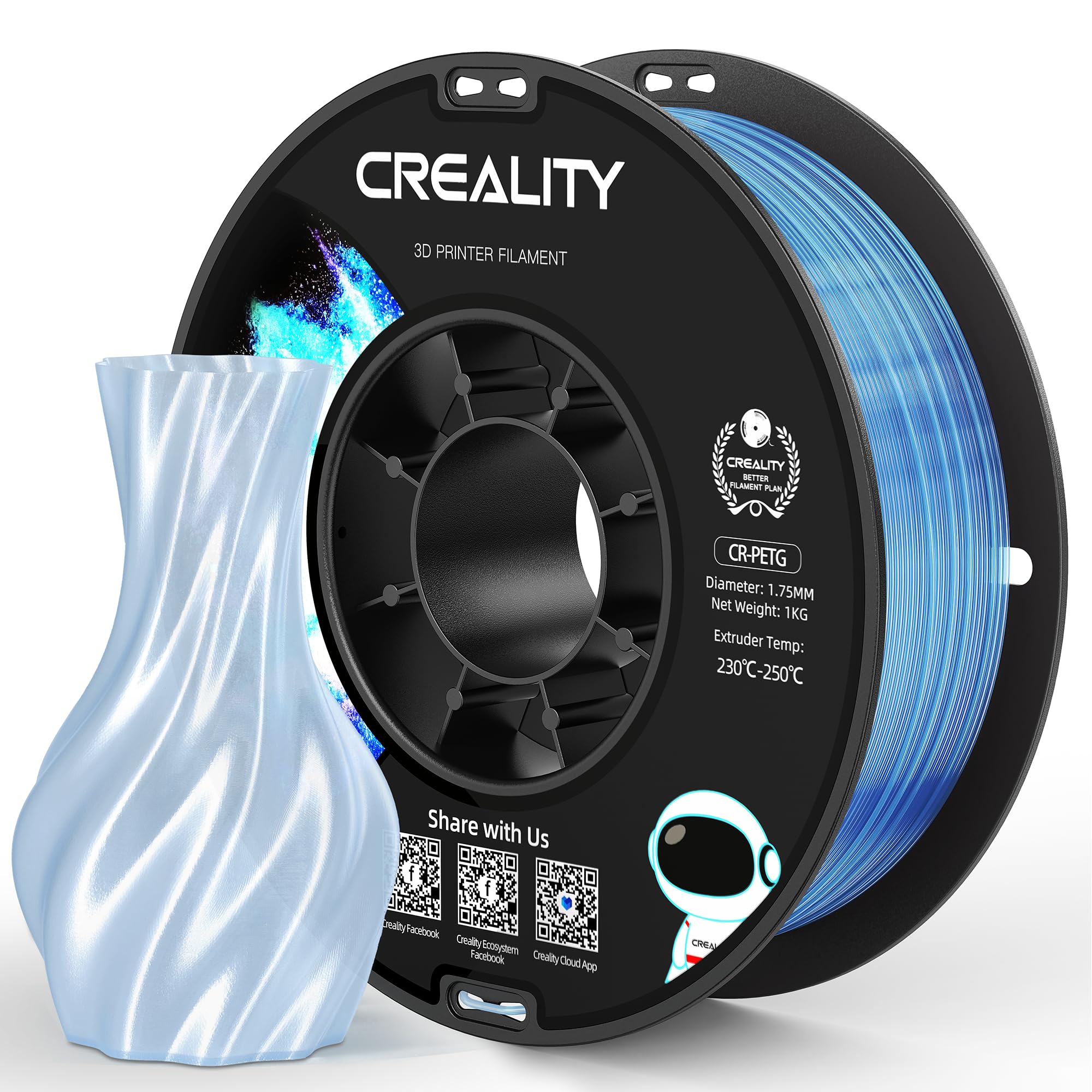 Official CREALITY PETG 3D Printer Filament 1.75mm 1KG ClearlightBlue