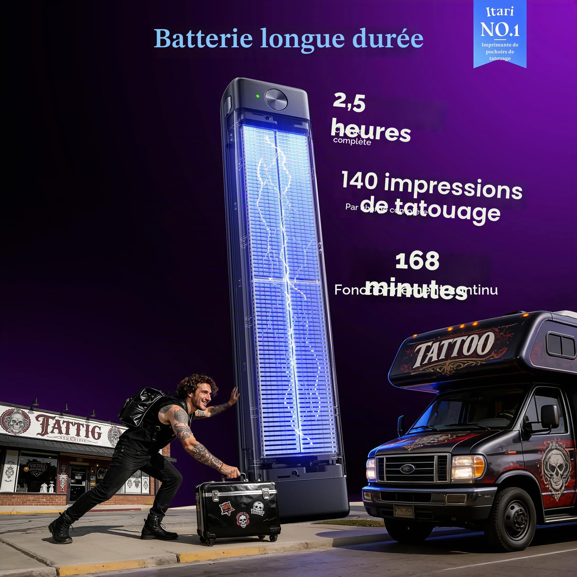 Itari Thermocopieur Tatouage, Imprimante Tattoo avec 10 Feuilles Papier Transfert, Compatible Phone Tablette, Noir