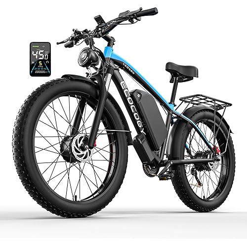 Dual Motor Electric Bikes for Adults, 5000W Peak Ebikes, 52V 32Ah, Max 40-45MPH &100 Miles E-Bike, Hydraulic Disc Brake, 26" Fat Tire Off Road Snow Mountain E-Bikes, 7-Speed Pedal Assist Bicycle