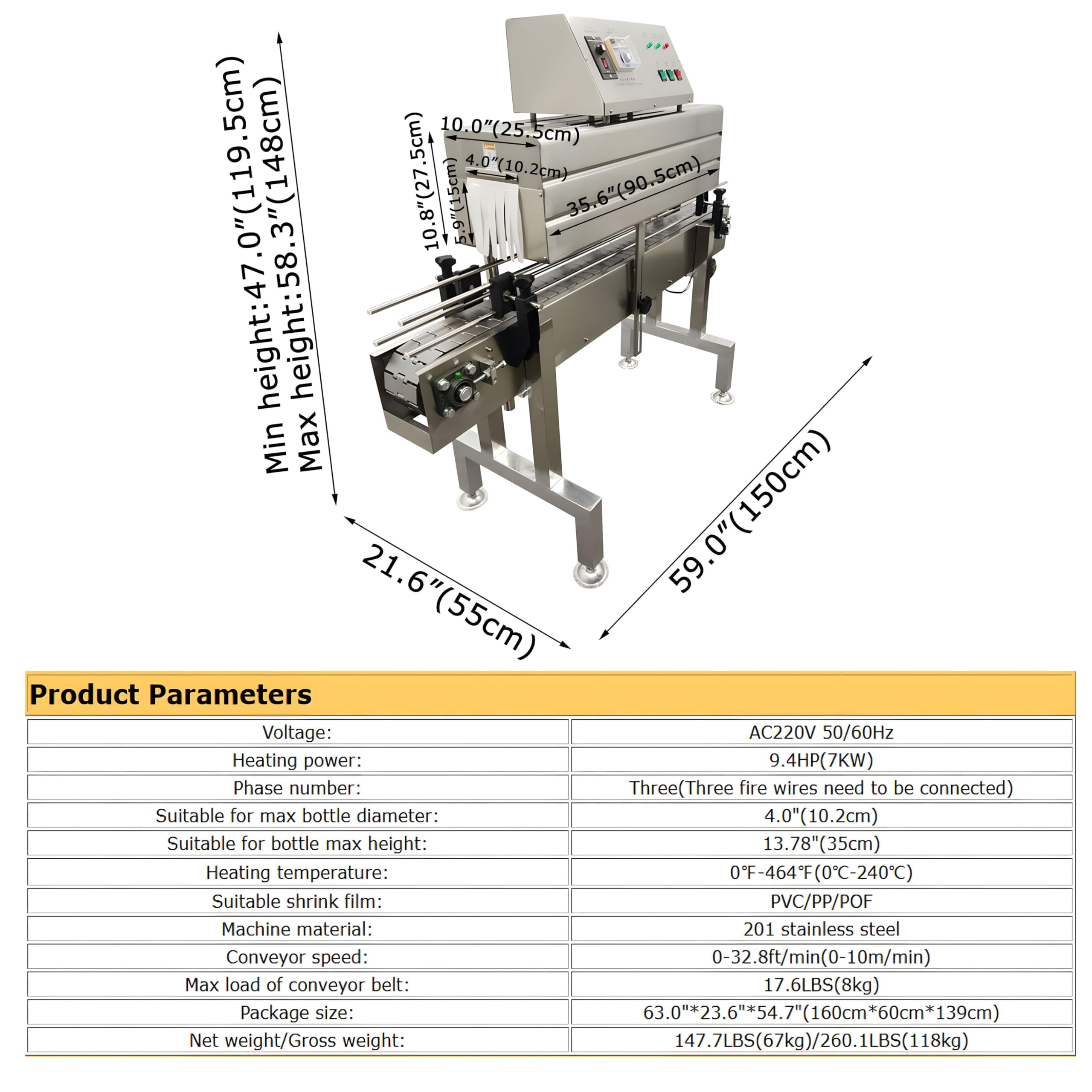 Banfluxion 220V 7KW Automatic Shrink Label Machine Stainless Steel Bottle Body Label Thermal Shrink Packaging Machine for Glass Bottles 4