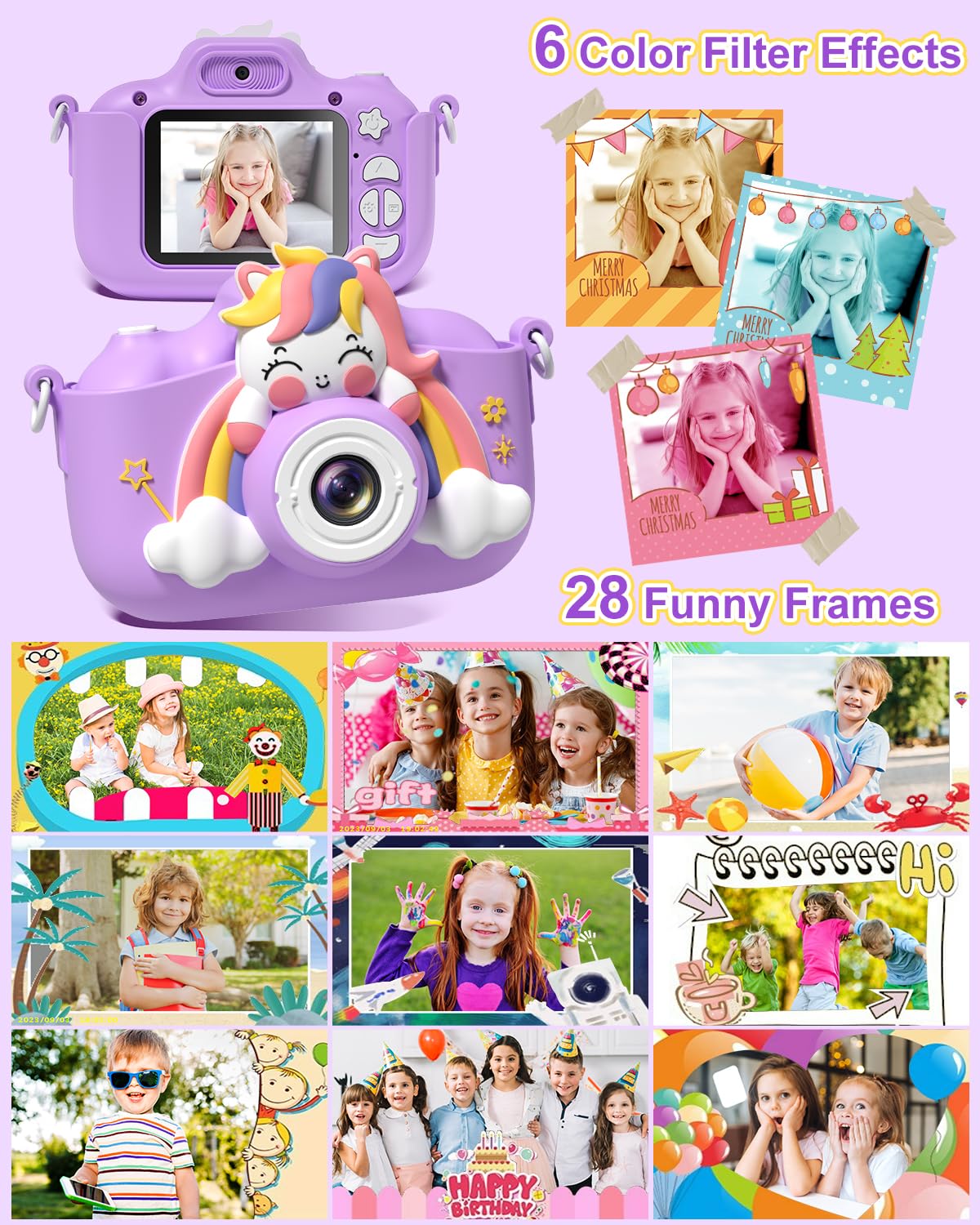 Cámara Infantil Hangrui 1080P Con 32GB – Pantalla De 2 Pulgadas, 20MP Y Funda De Silicona Para Niños De 3 A 12 Años