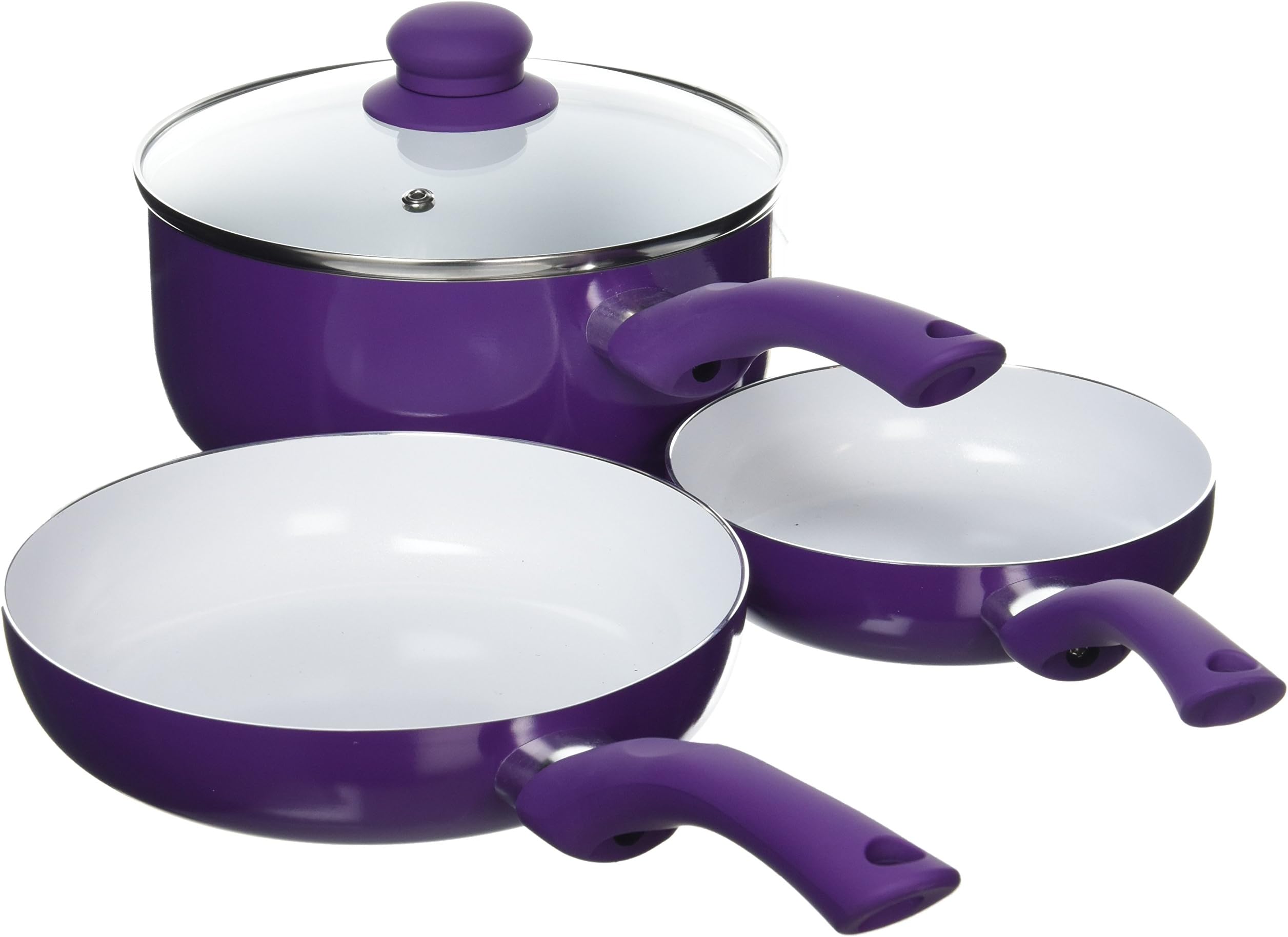 Qudos Marketing Cermalon Non-Stick Cookware Set, Aluminium/Ceramic, Purple, Set of 4 by Qudos Marketing