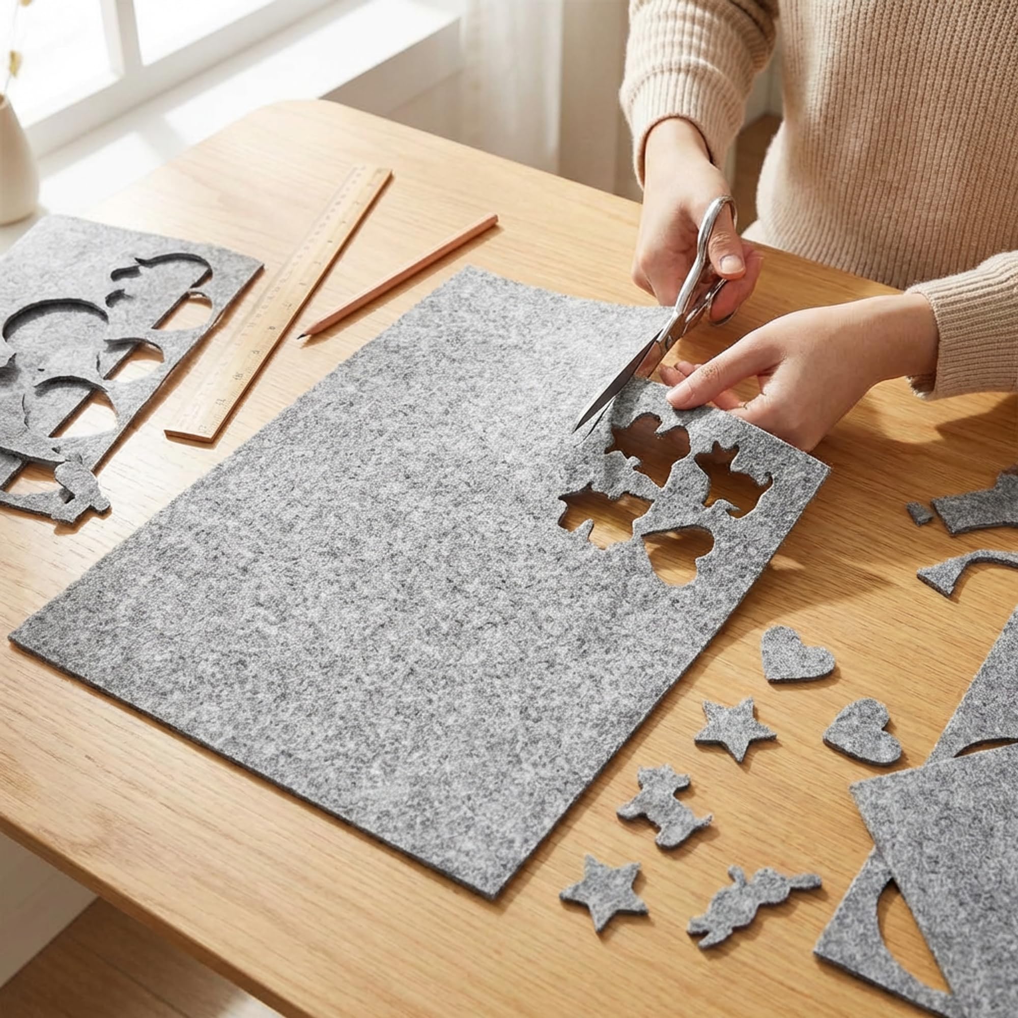 Feltro artigianale senza colla 5,0 mm grigio DIN A4 210 x 297 mm haggiy