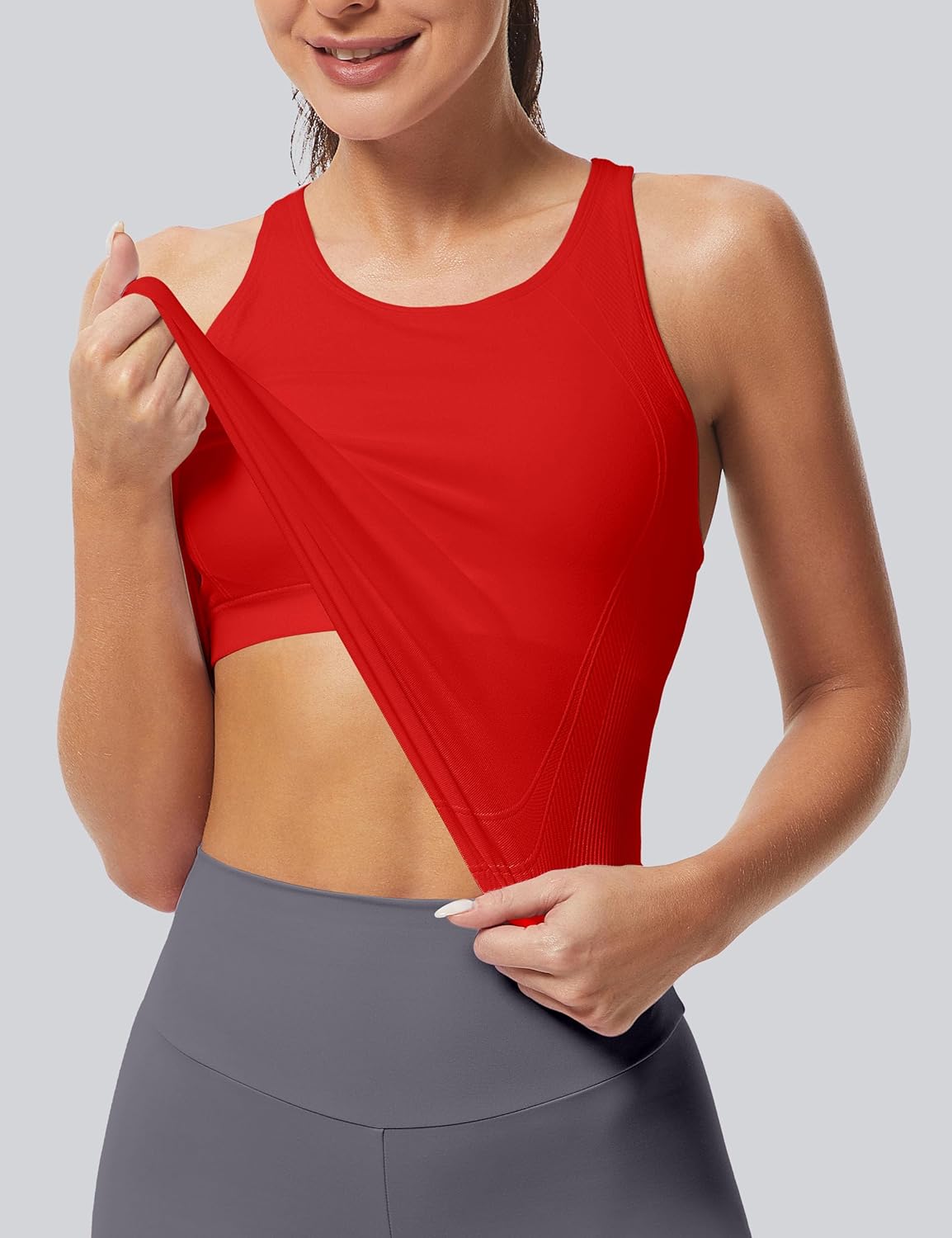 MathCat Workout Tank Tops for Women Racerback Basic Running Tanks Seamless Muscle Athletic Yoga Tops with Built in Bra - Image 2