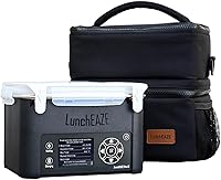 LunchEAZE XL Cordless Heated Lunch Box: 14000mAh Battery, 6-Cup Capacity, 220°F Scheduled Heating, Insulated Bag for Hot Meals on the Go
