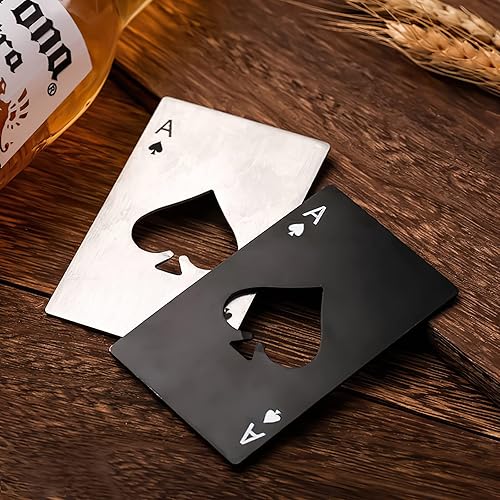 Miniatura 7 de Tarjeta de póquer plana de acero inoxidable, 2 unidades, abrebotellas de cerveza, tamaño portátil de la tarjeta de crédito, abrelatas para bar de