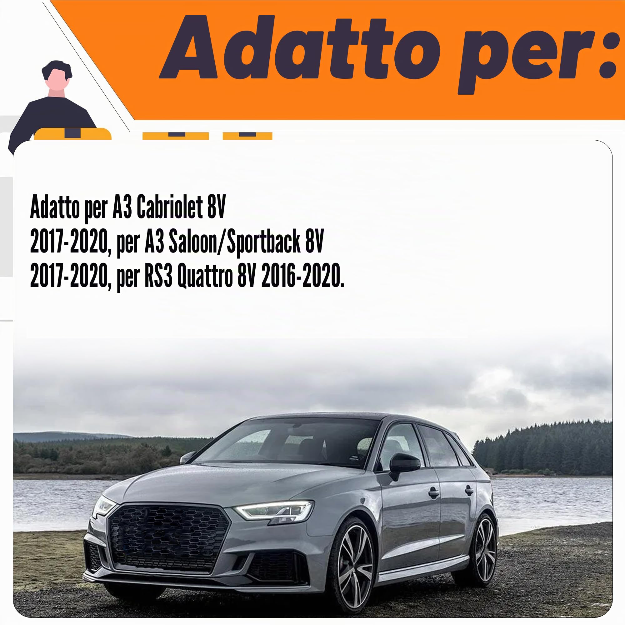 LED faro DRL Control Ballast compatibile per A3 Cabriolet berlina/Sportback 8V 2017-2020 2 pezzi destro 8V0998474A + sinistra 8V0998473A DRL luce di marcia diurna modulo unità di controllo del segnale