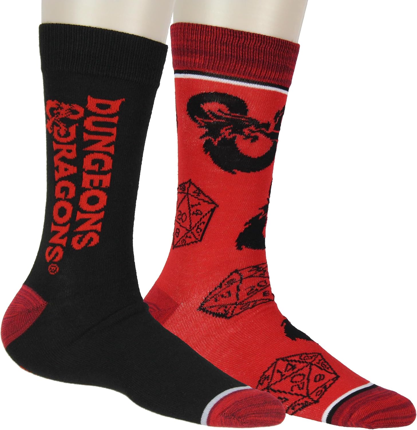 Bioworld Dungeons and Dragons Socks Men's 2 Pack Dice And Dragon Design Crew Sock