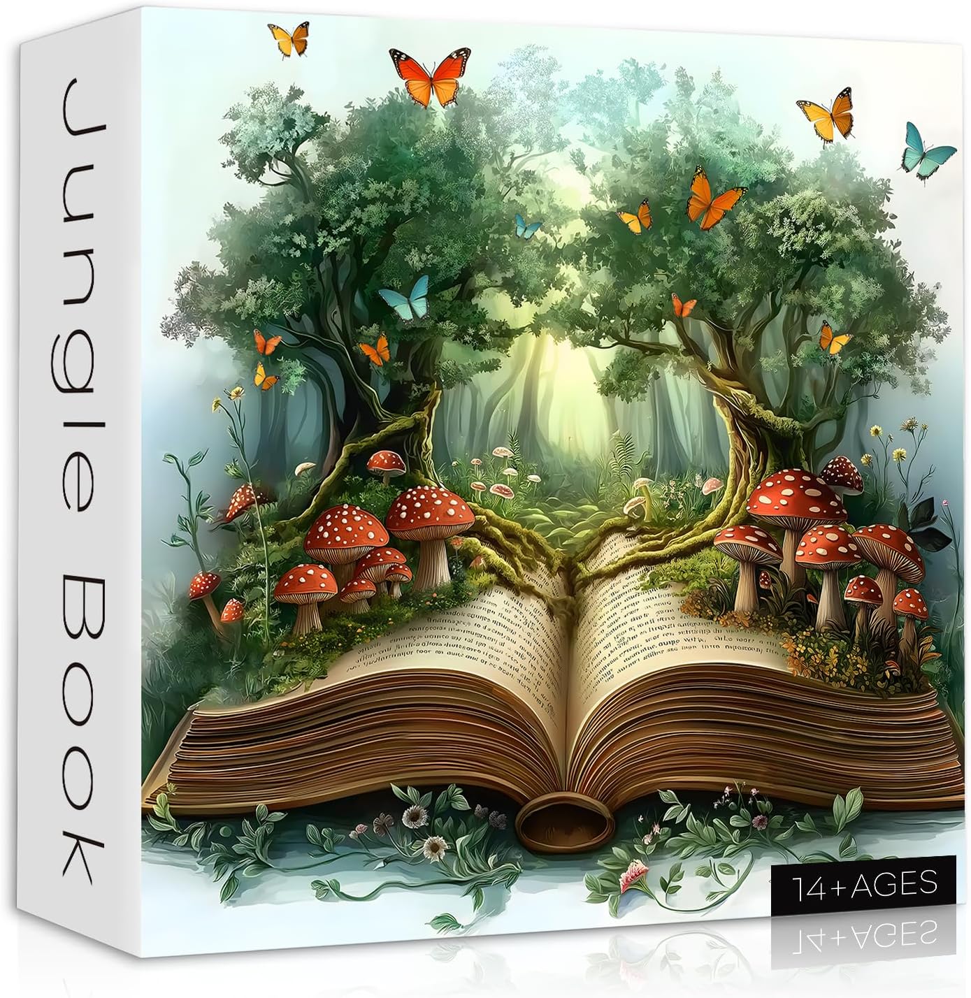 Mushroom Puzzles for Adults 1000 Pieces, Nature Book Puzzles Butterfly Plant,Vintage Mushroom Forest Jigsaw Puzzles Challenge