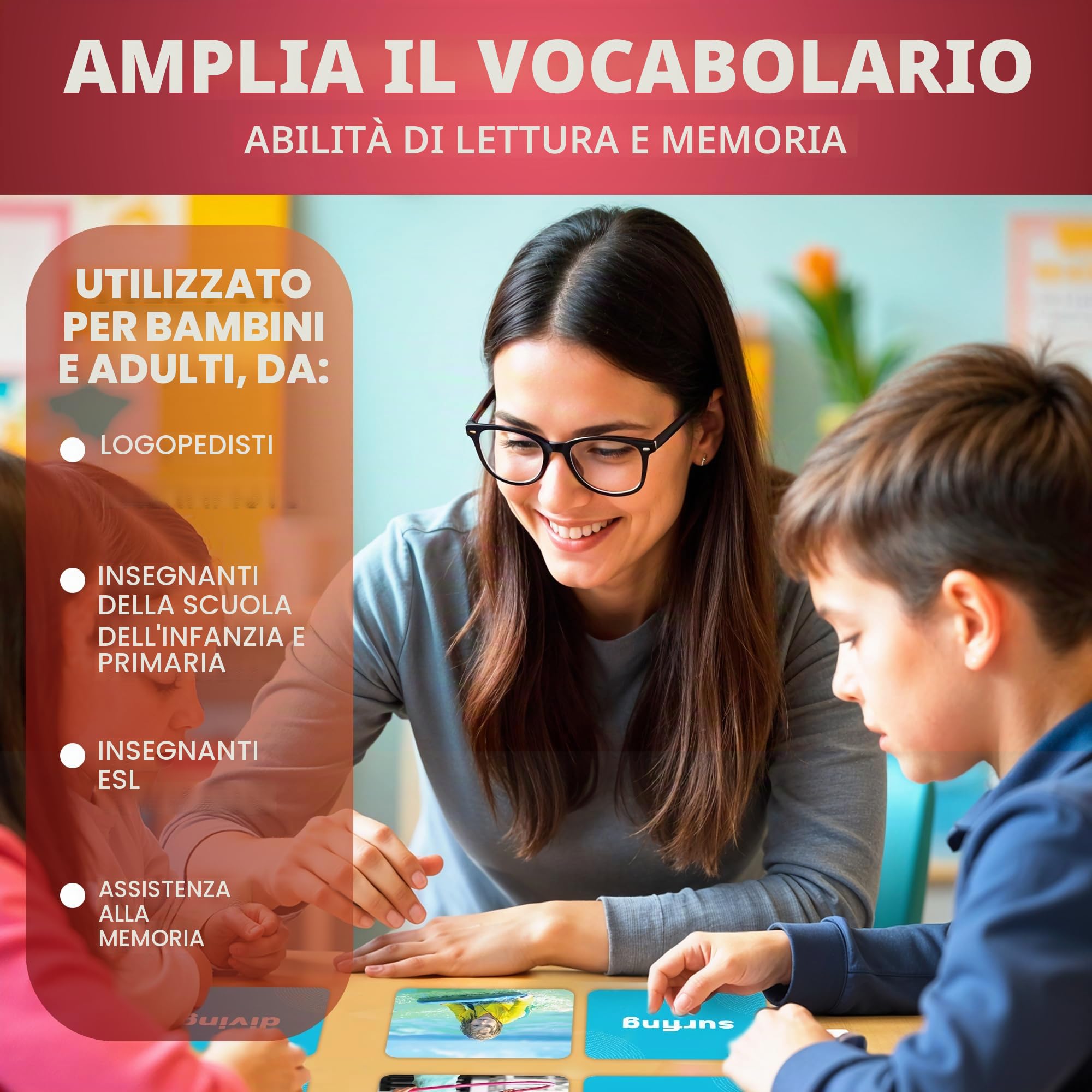 QUOKKA Set of 2 Learning Flash Cards 2x52 - Action Verbs - Vocabulary Builder - 5 groups: From Pre-Kindergarten to 3rd Grade - Words&Sentences