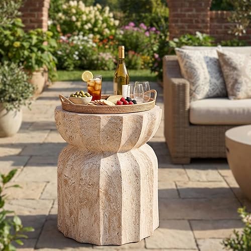 Christopher Knight Home 18.9 Inch Modern Outdoor Faux Concrete Side