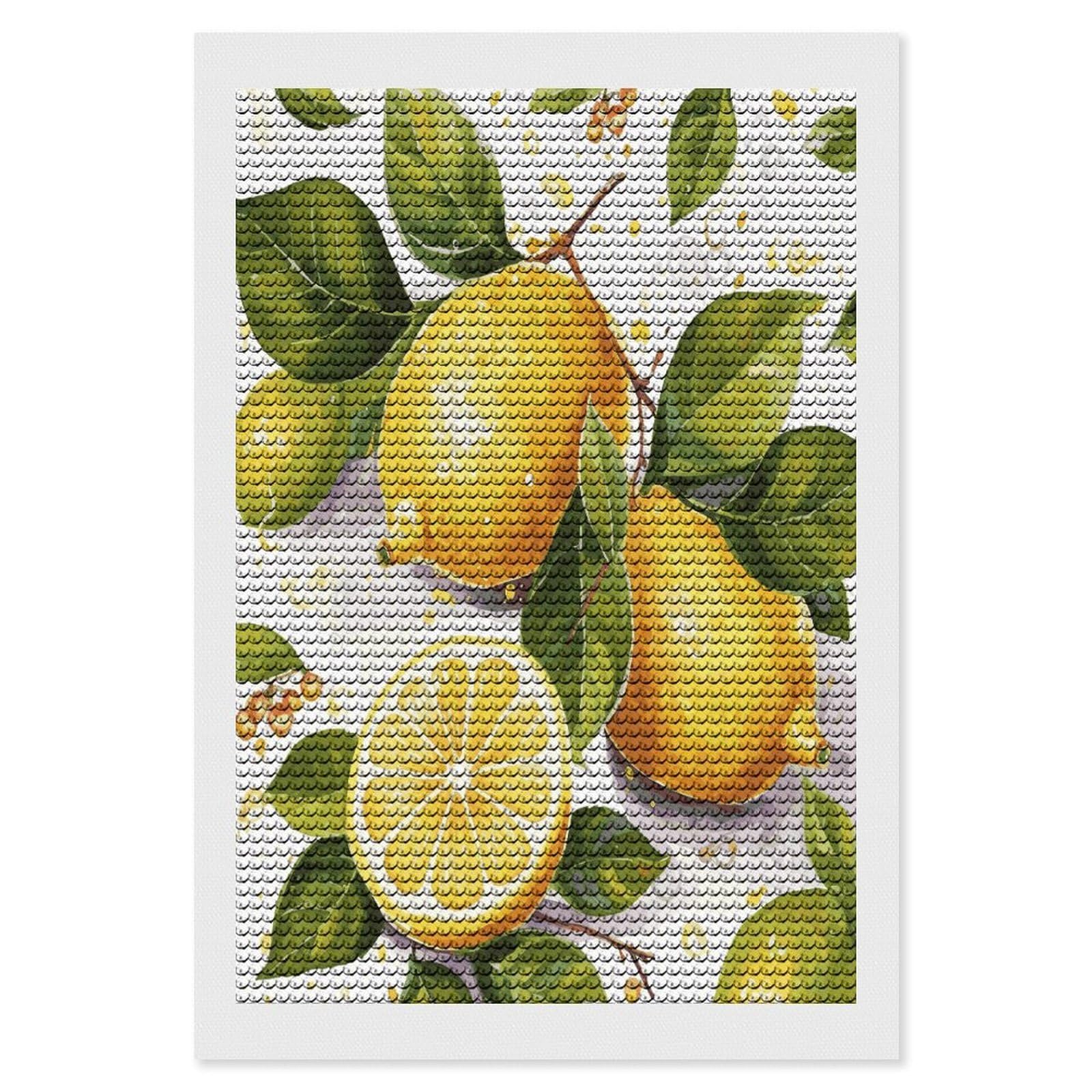 JTREHY Fruits Lemon Diamond Art Kits Personalized DIY Round Diamond Painting Kits for Beginner Full Drill Diamonds Dots Paintings for Adults Gem Art Crafts Home Decor